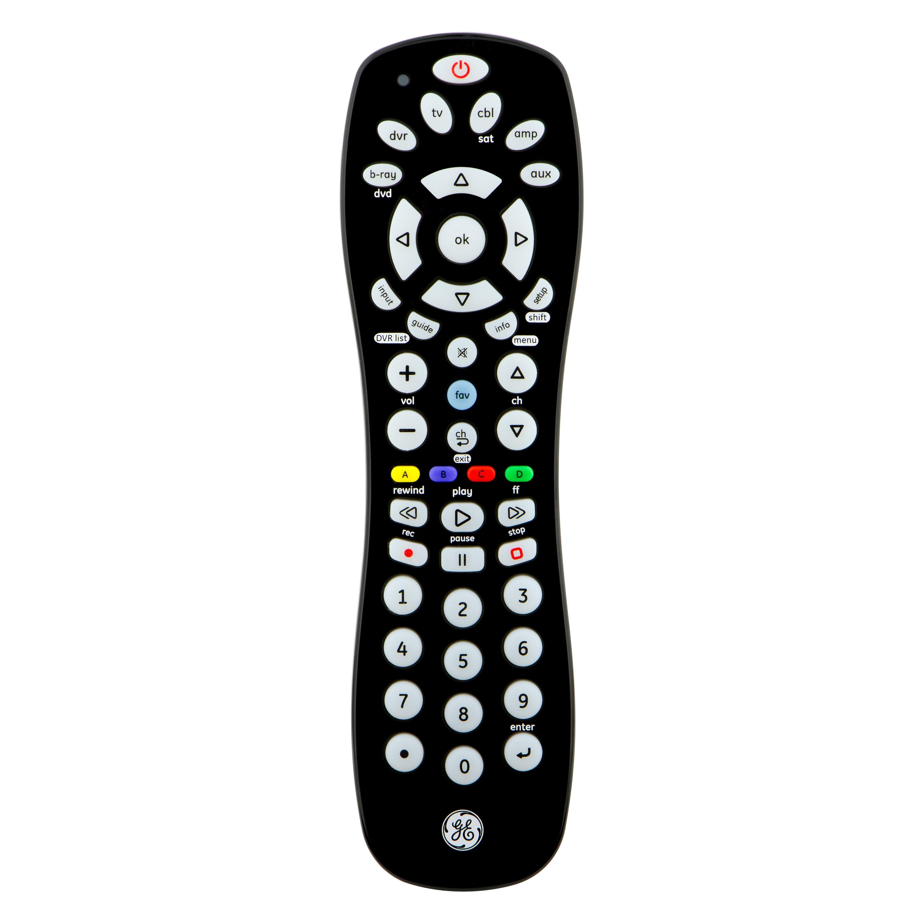GE 6-Device Universal TV Remote Control in Black, 34459