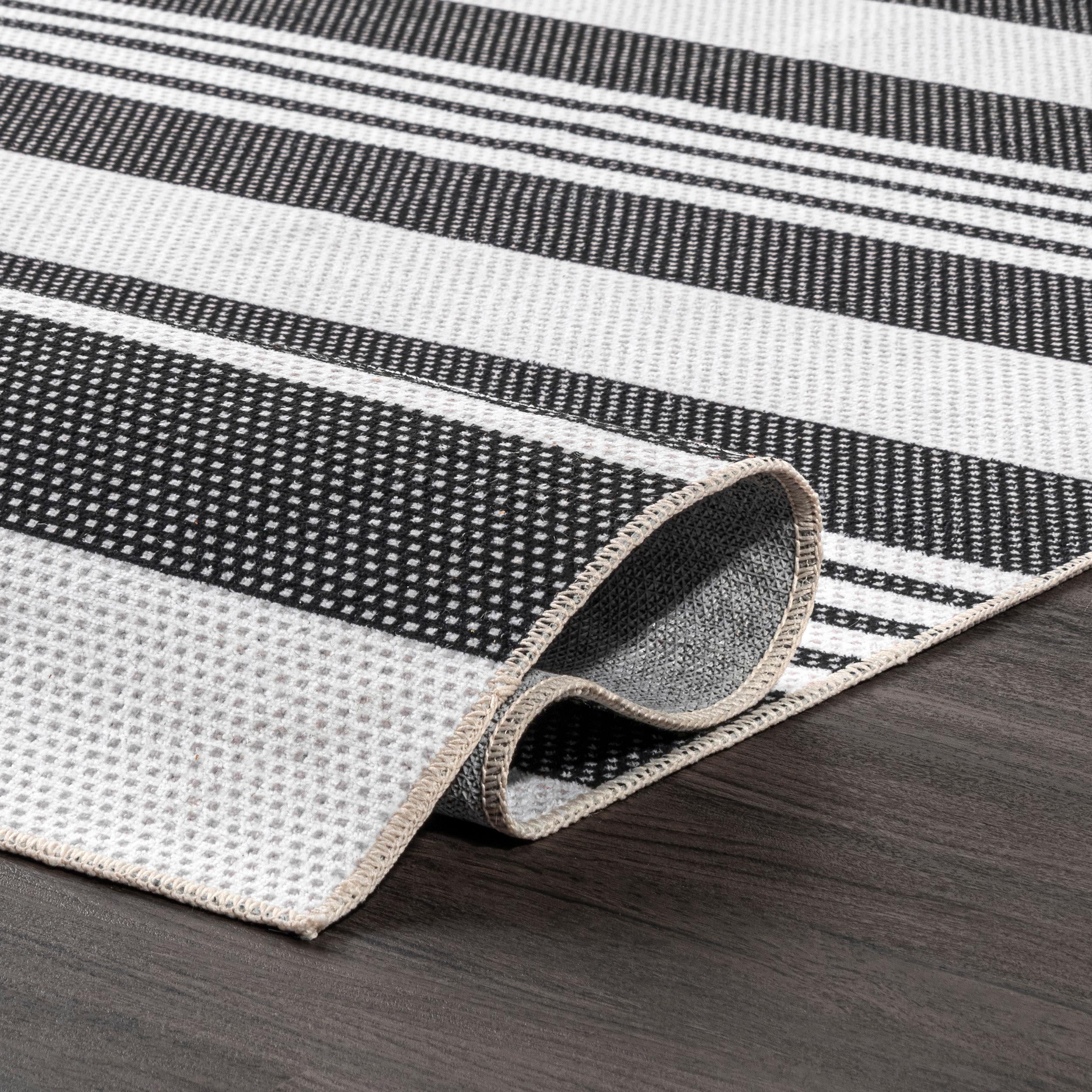Nuloom Lena Pet Friendly Machine Washable Striped Area Rug, 3' x 5', Charcoal