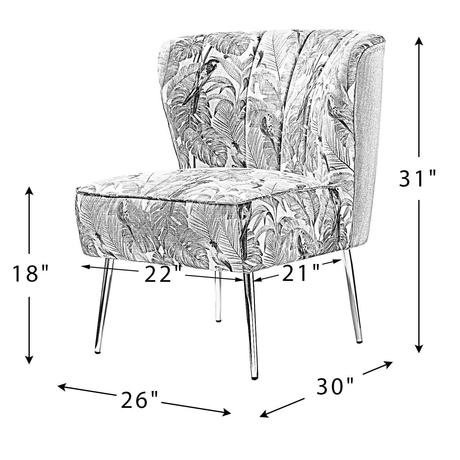 Contemporary Upholstery Accent Chair Metal Base Tufted Back Elegant Pattern seat Home Living Room Bedroom Yellow