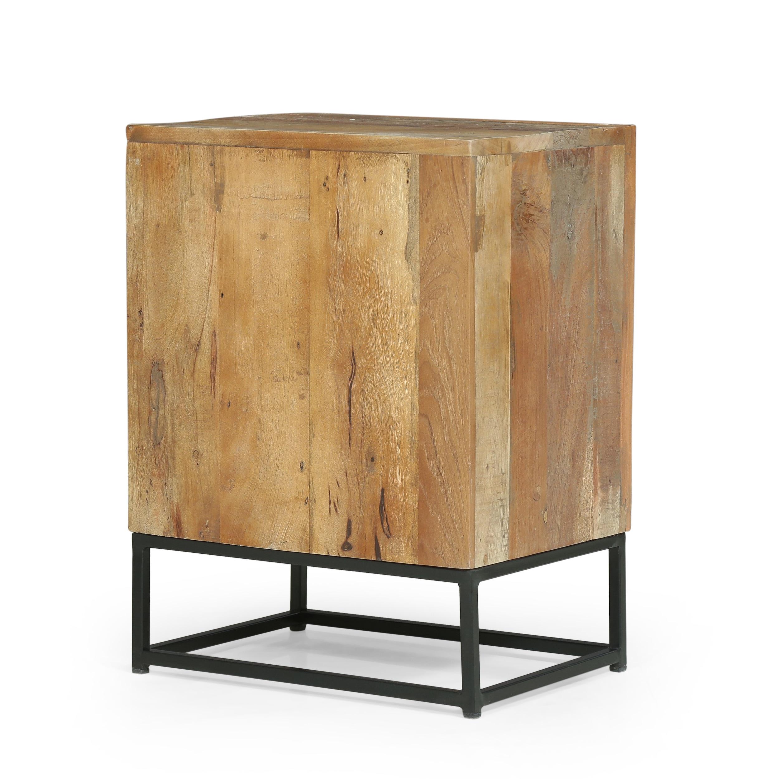 GDF Studio Temur Boho Wooden Night Stand, Natural
