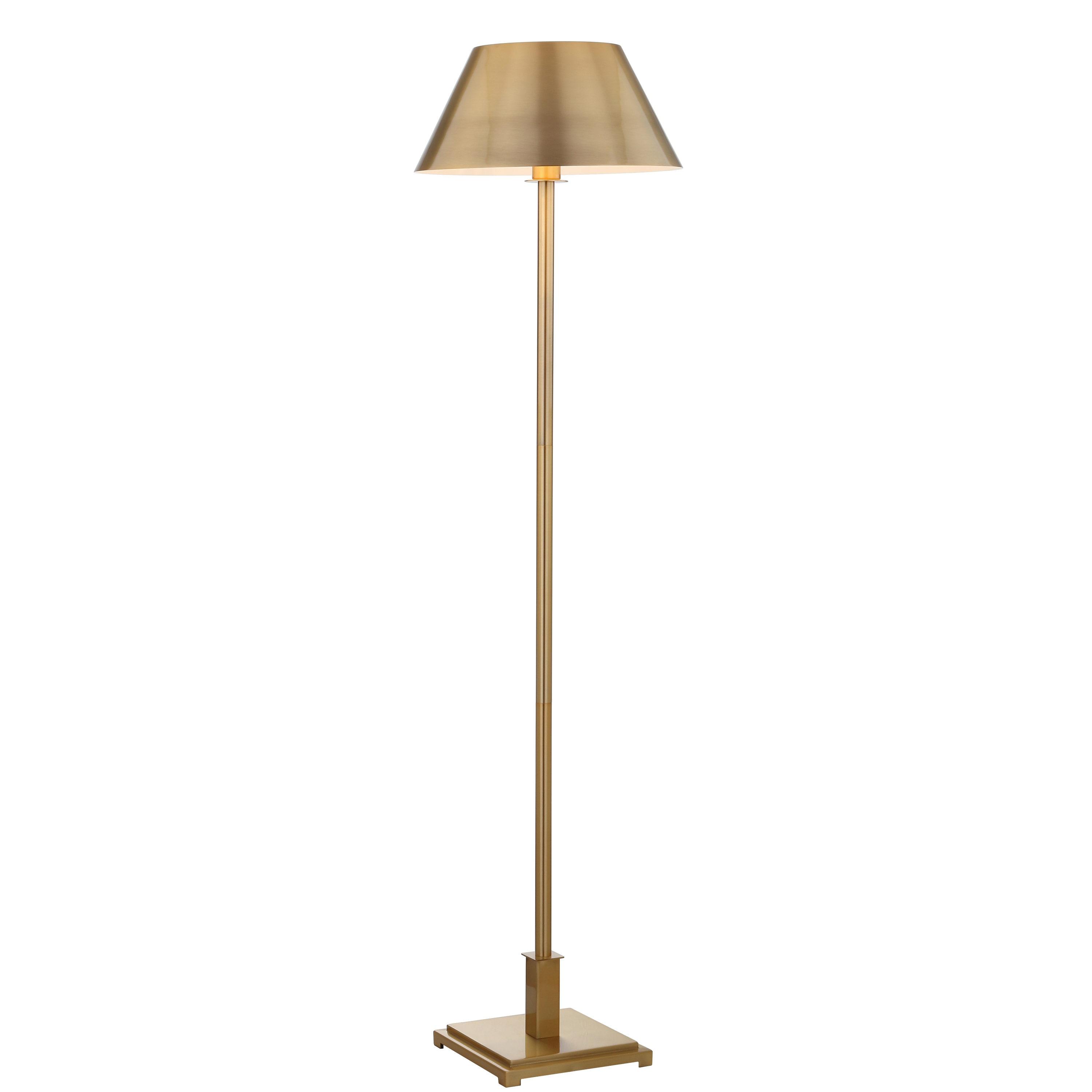 JONATHAN Y JYL6005B Roxy 60" Metal LED Floor Lamp, Contemporary, Transitional for living room, dinning room, bedroom, office Bulb Included, Brushed Brass