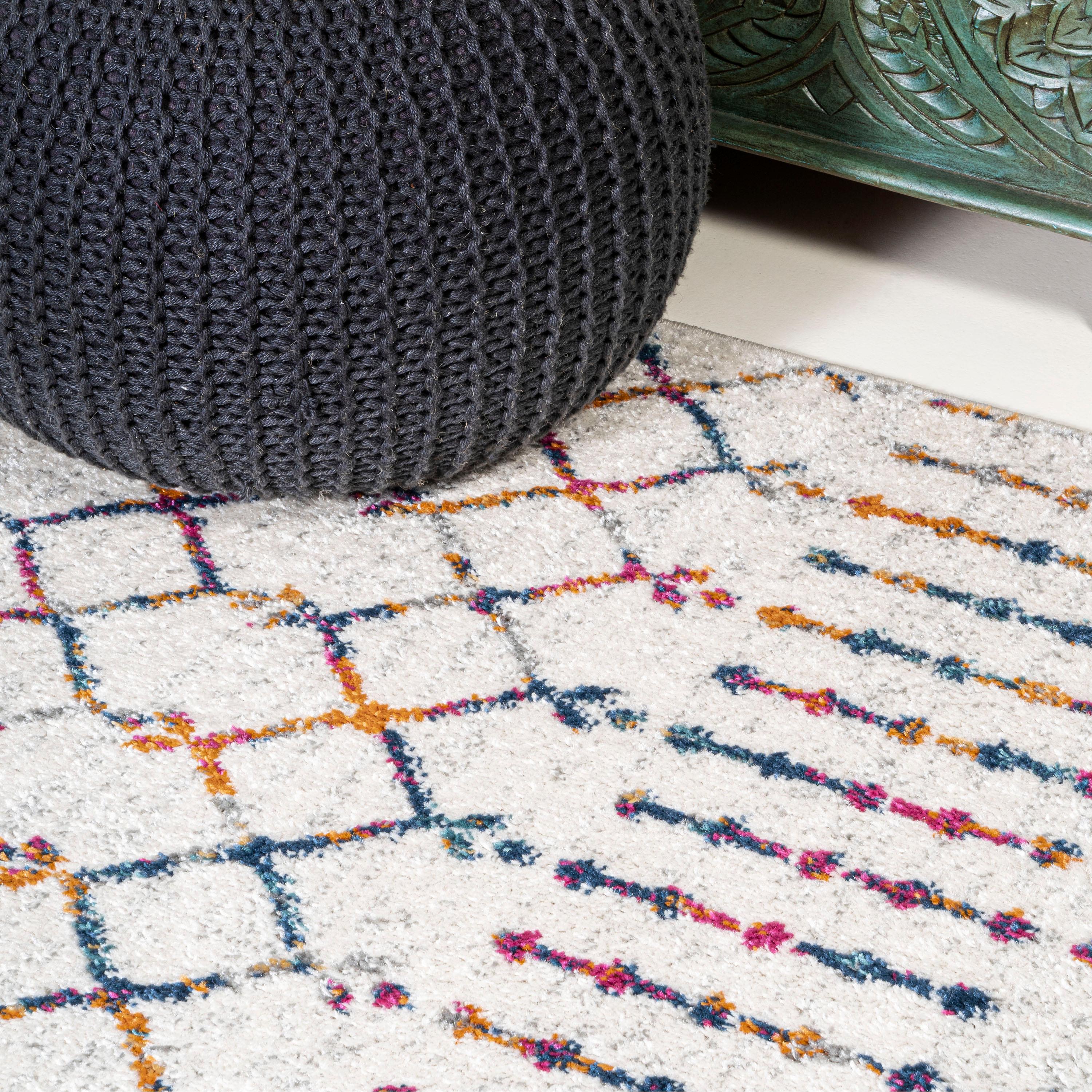 8'x10' Moroccan HYPE Boho Vintage Diamond Area Rug, Cream/Multi - JONATHAN Y