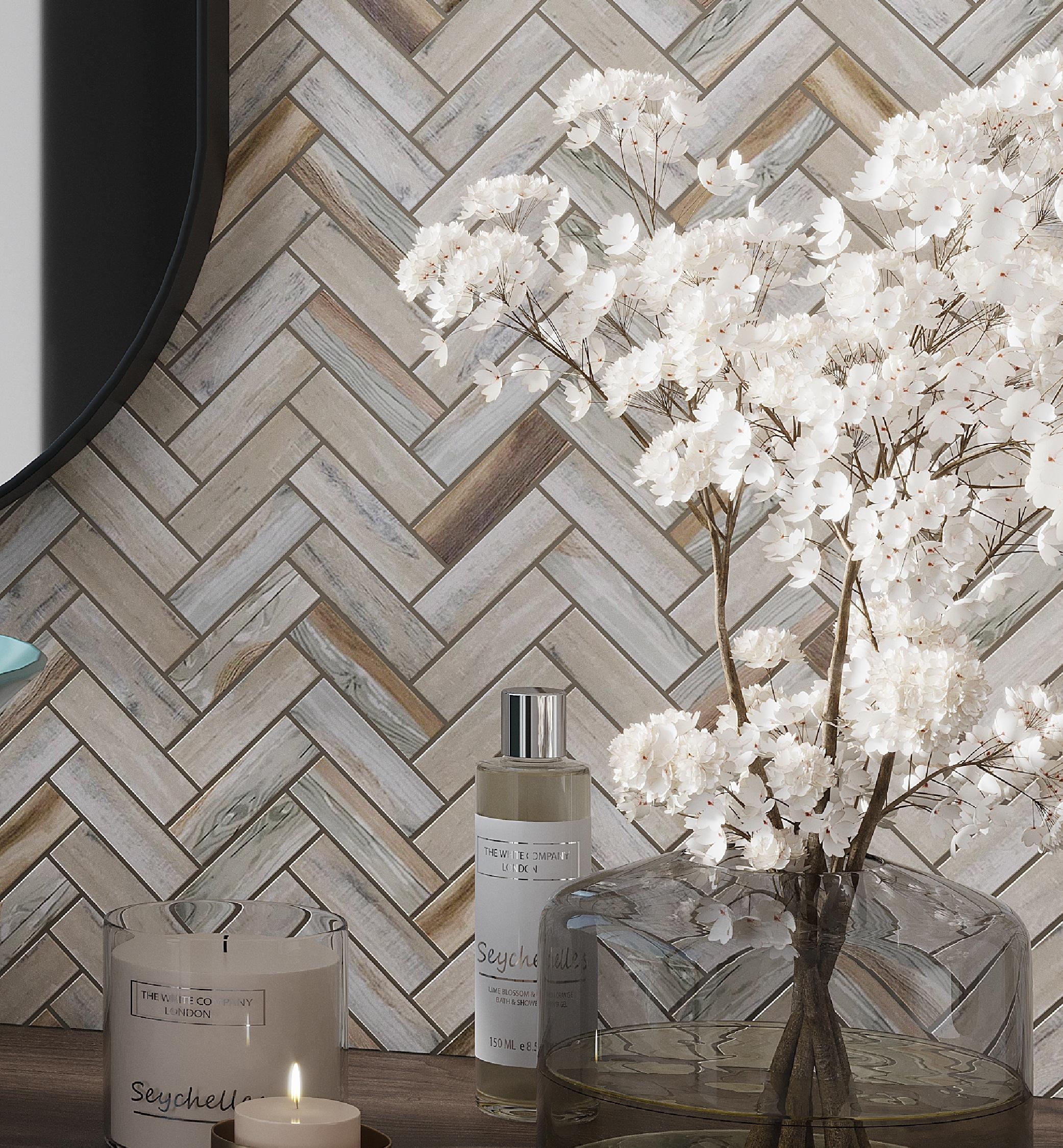 1.2" x 3.9" Glass Mosaic Wall & Floor Tile