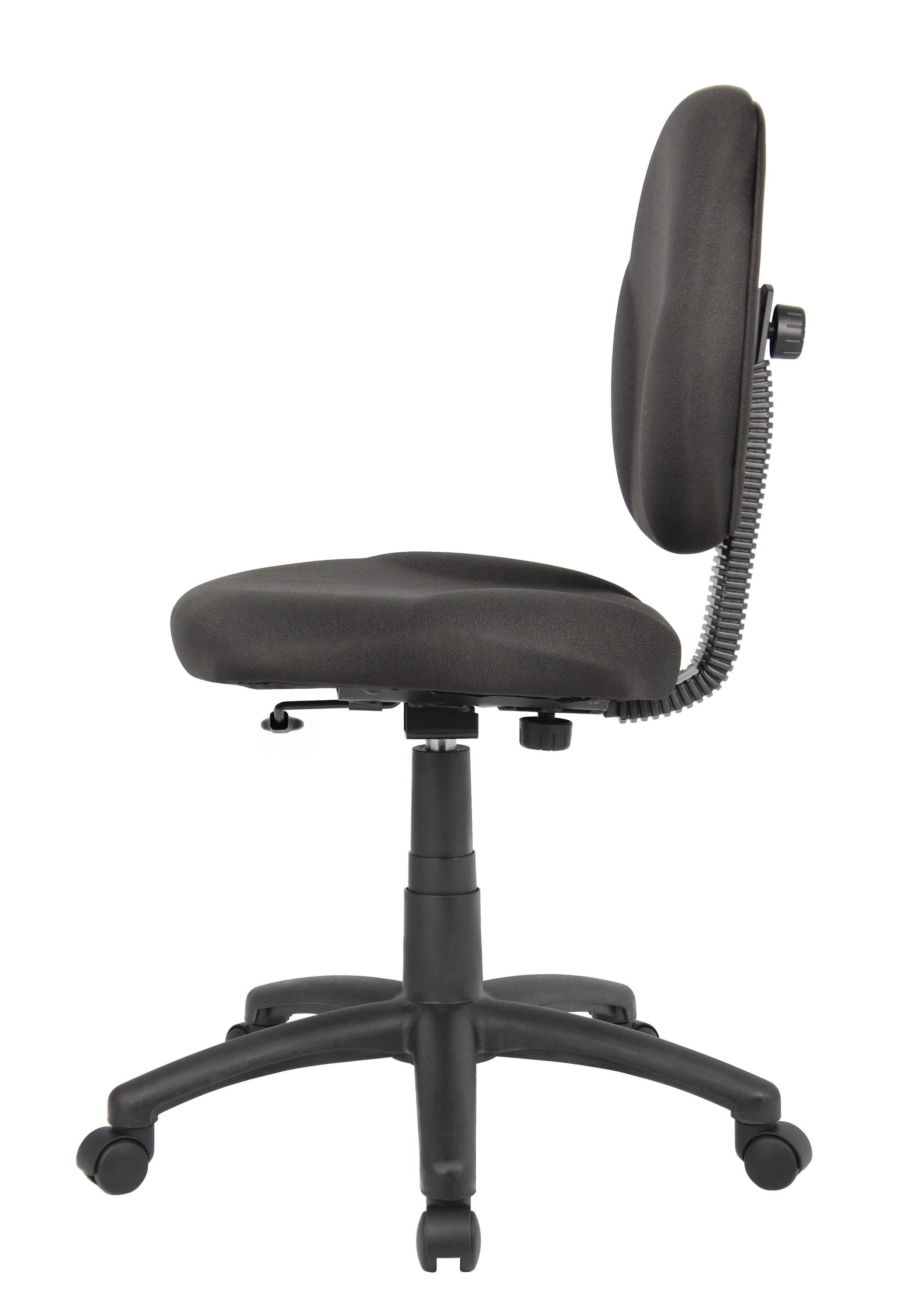 Boss Office Products Diamond Task Chair Black: Upholstered, Swivel, Adjustable Height, Metal Frame, Nylon Legs