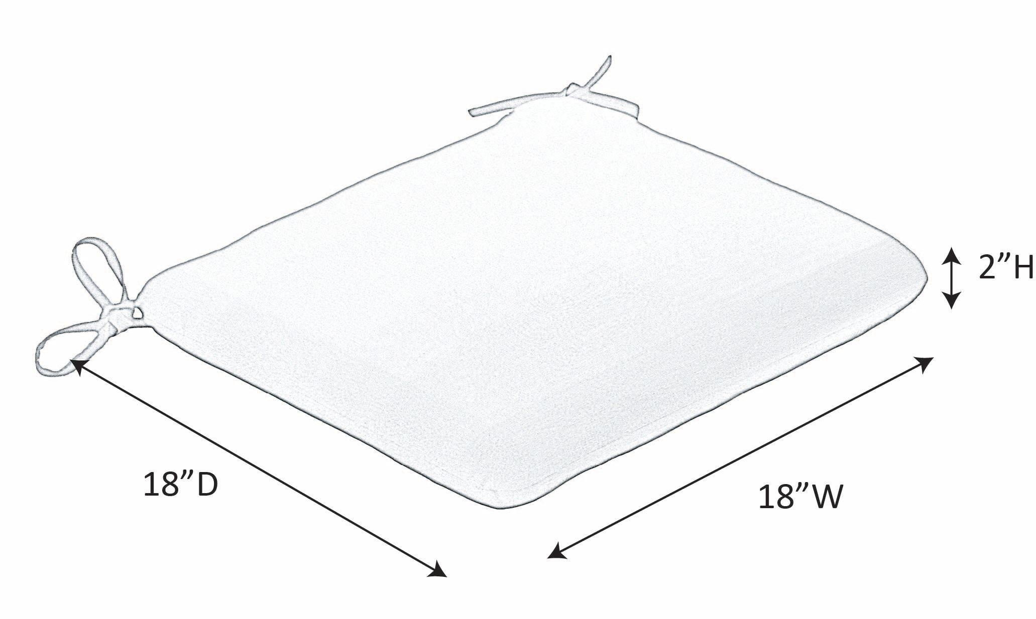 Casual Cushion Solid Sunbrella Fabric 2-Piece Indoor/Outdoor Seat Pad Cushion, 18"W x 18"L, Canvas Natural