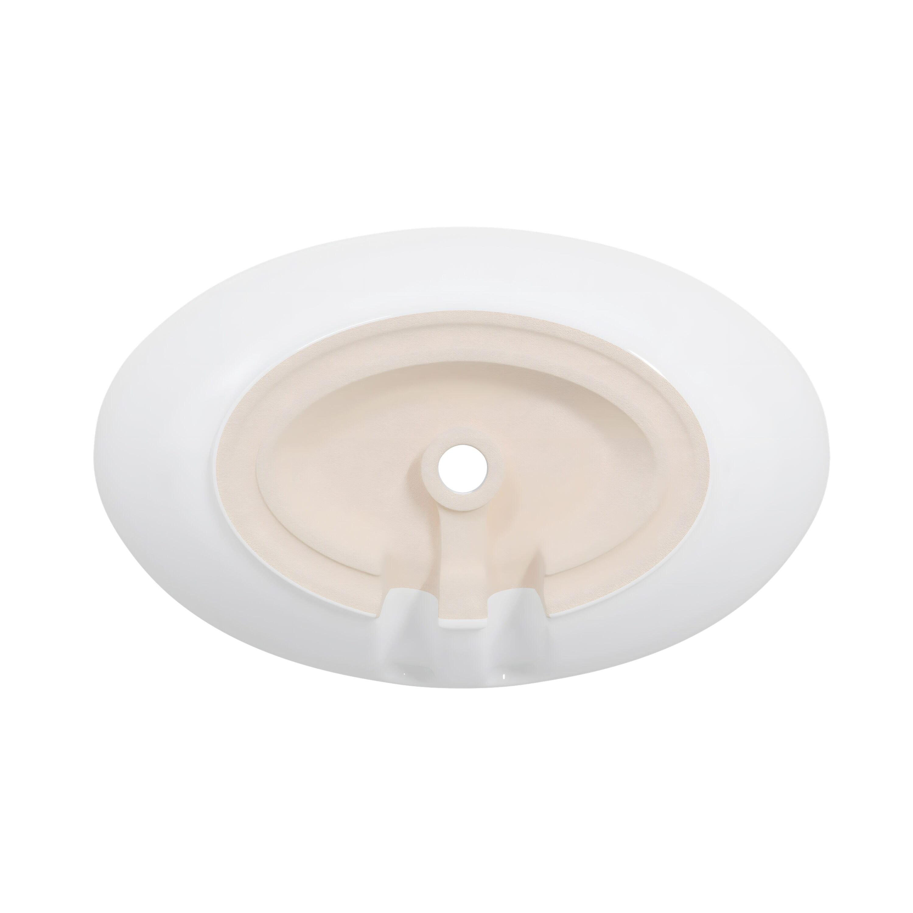 Eclisse 23" x 15" White Vitreous China Oval Bathroom Vessel Sink with Overflow