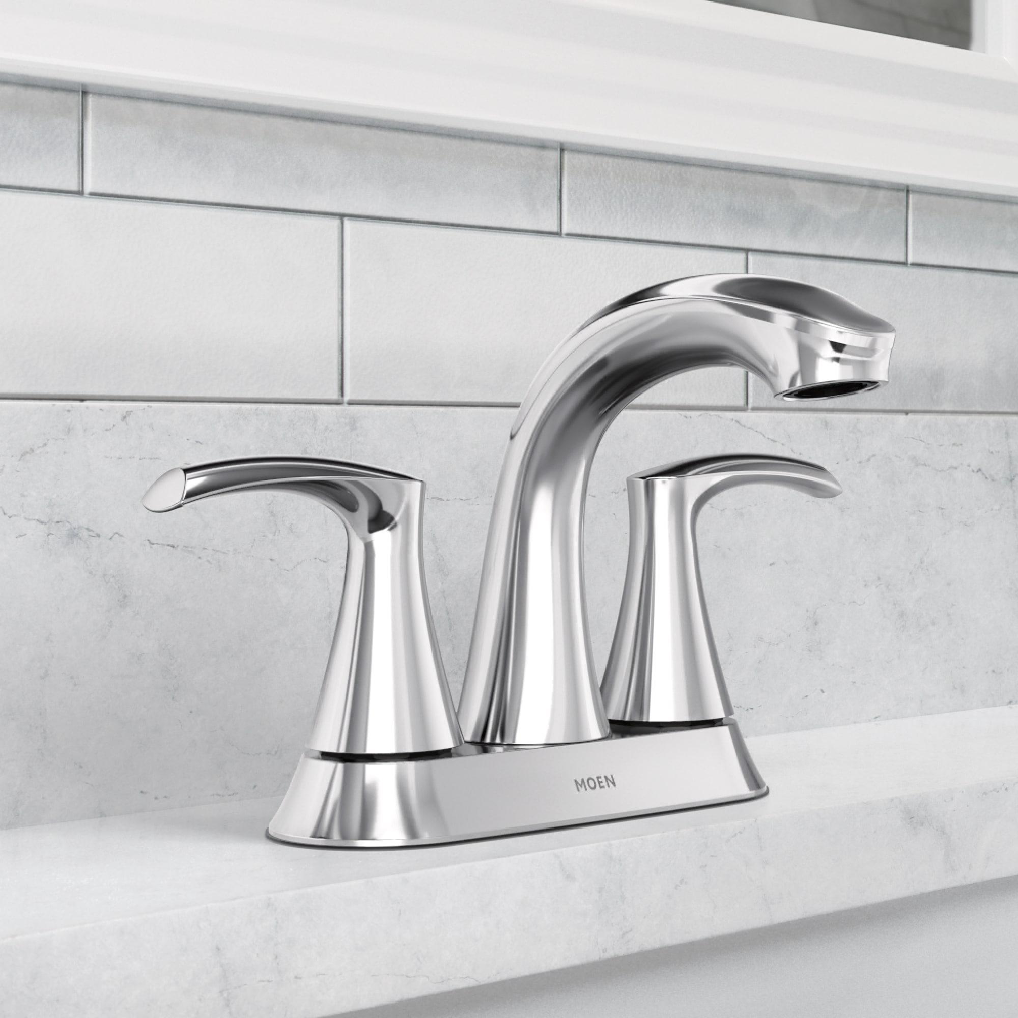 Moen Graeden Chrome 4-in centerset 2-handle WaterSense High-arc Commercial/Residential Handle Bathroom Sink Faucet with Drain