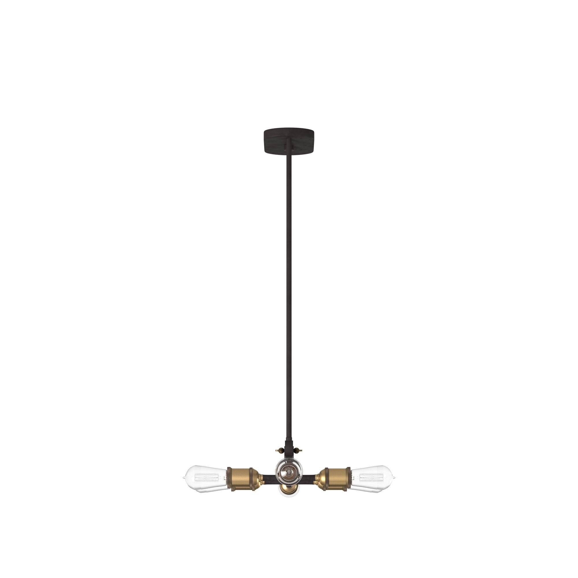 Vintage Bronze and Brass 6-Light Linear Chandelier