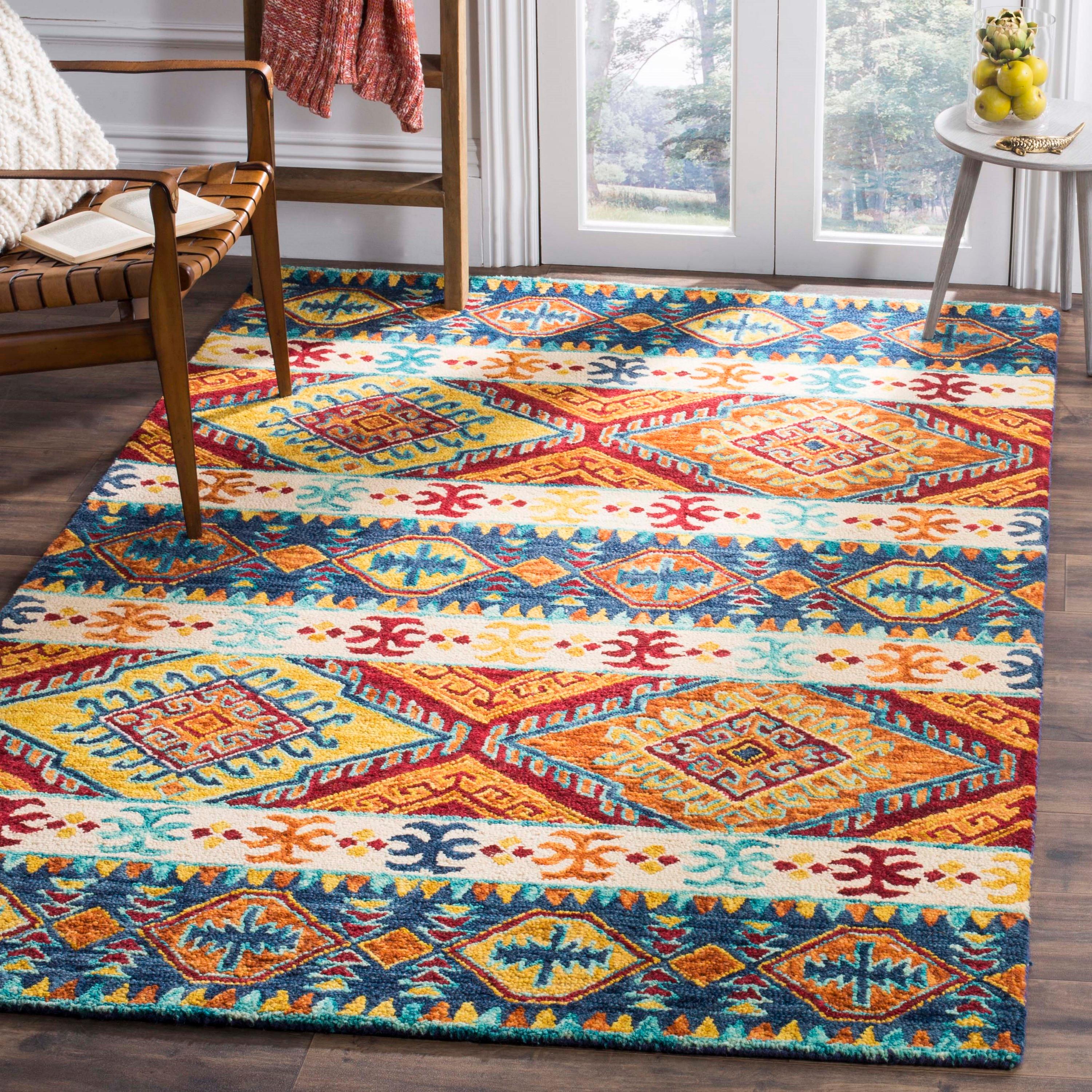 Aspen APN502 Hand Tufted Indoor Area Rug - Navy/Ivory - 7'x7' - Safavieh