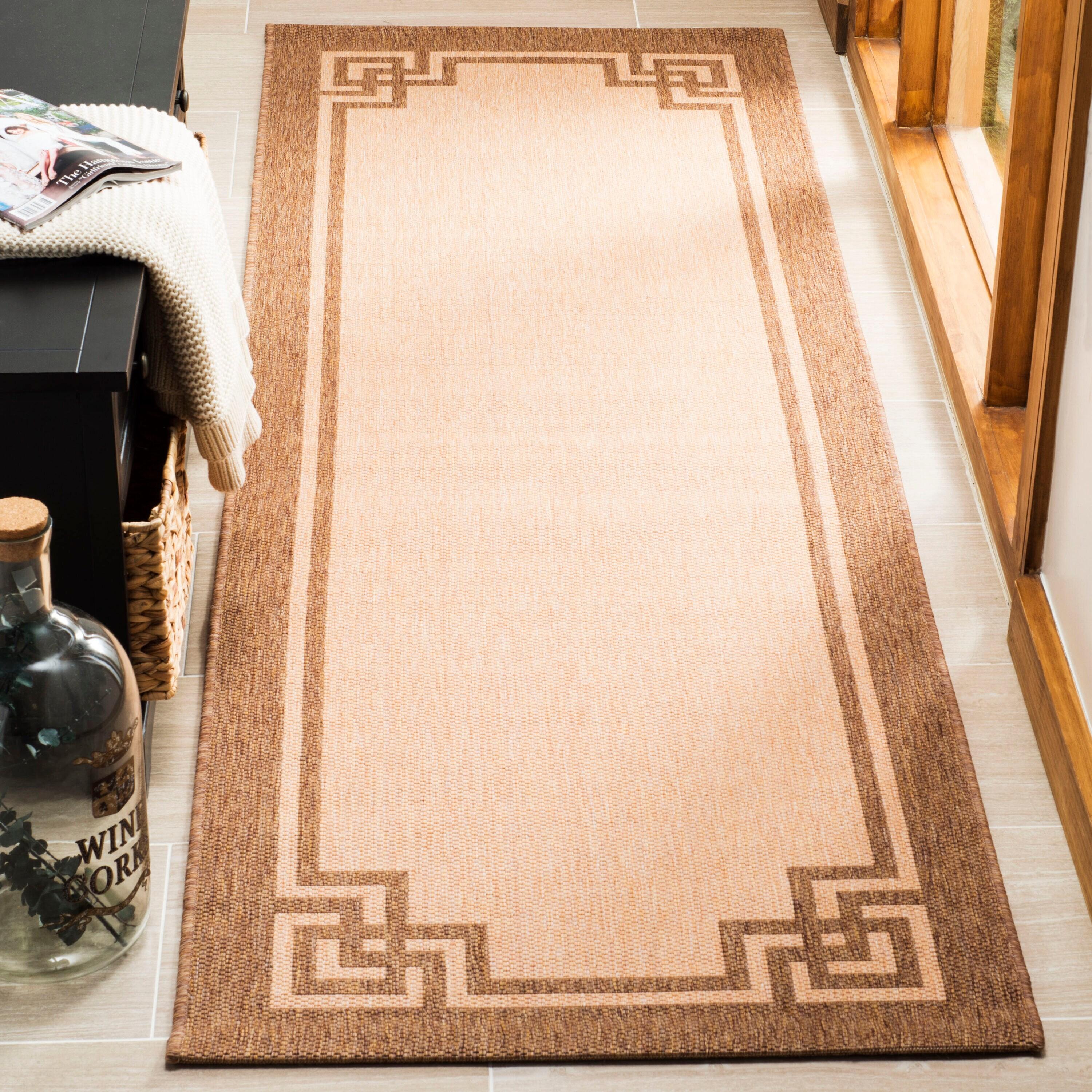Martha Stewart Deco Frame - MSR4122 - Indoor Power Loomed Runners - Beige/Dark Beig - 2'7"x8'2"