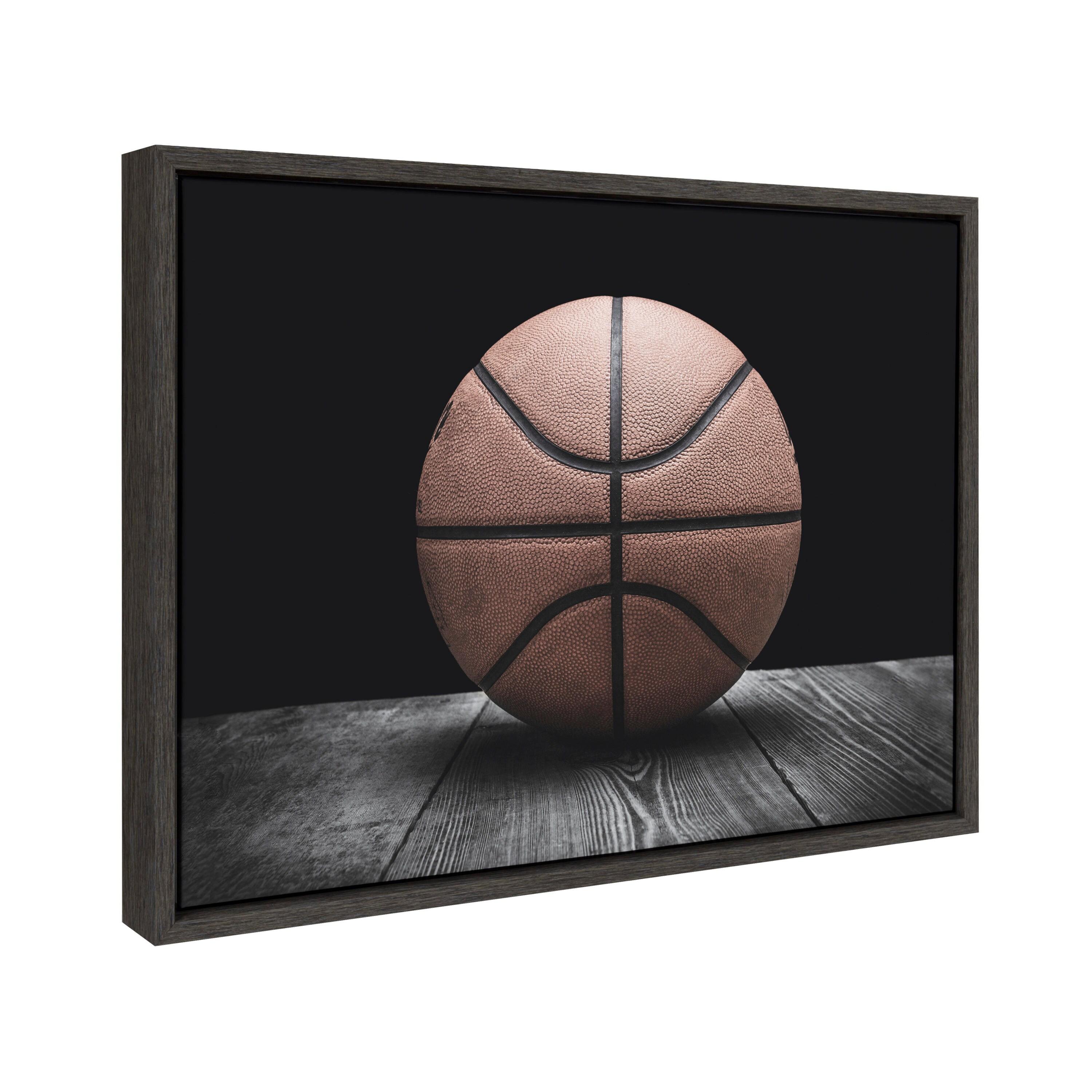 18" x 24" Sylvie Vintage Basketball Framed Canvas By Shawn St. Peter - DesignOvation: Sports Wall Art, Nursery Decor