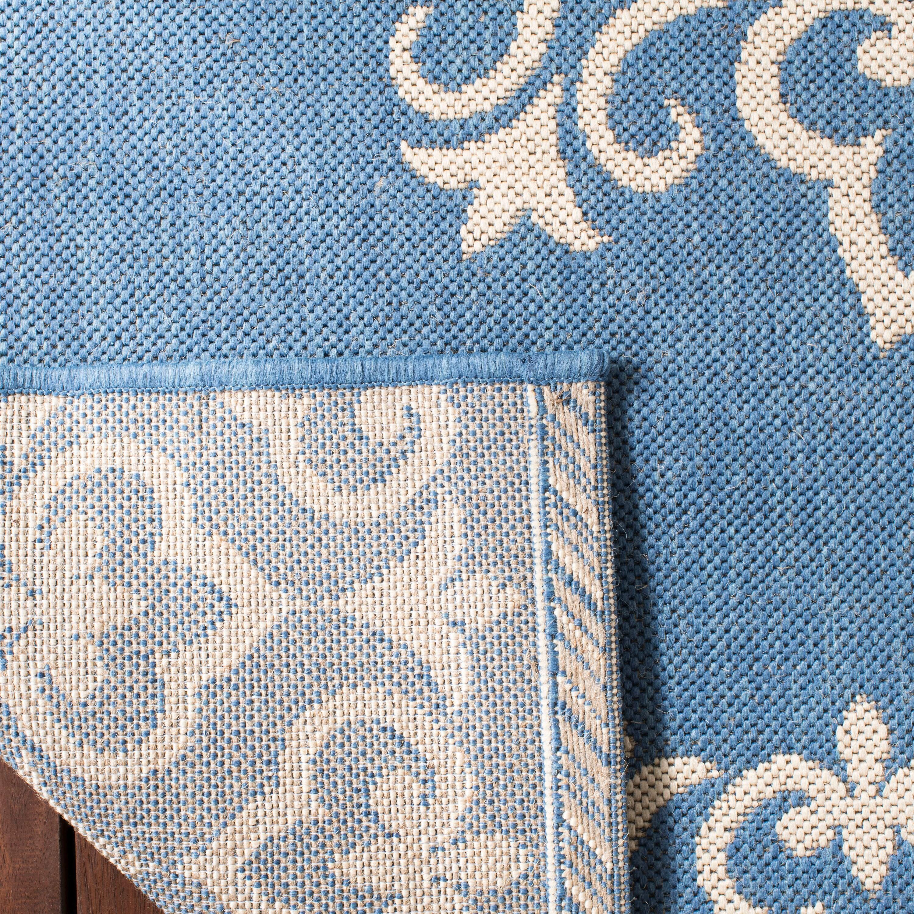 Beach House BHS183 Power Loomed Indoor/Outdoor Area Rug - Cream/Blue - 8'x10' - Safavieh