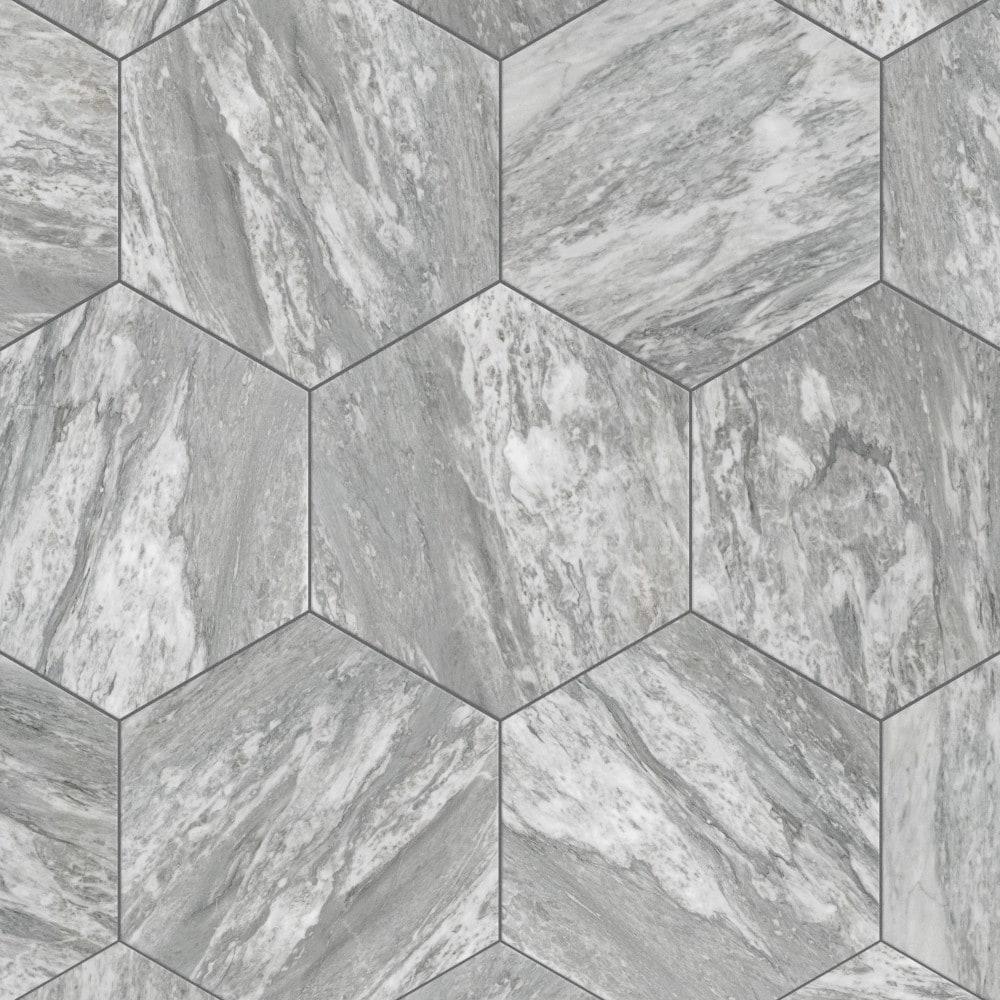 Marbilia Hex Bardiglio w/Biotech 11" x 13" Porcelain Marble Look Wall & Floor Tile