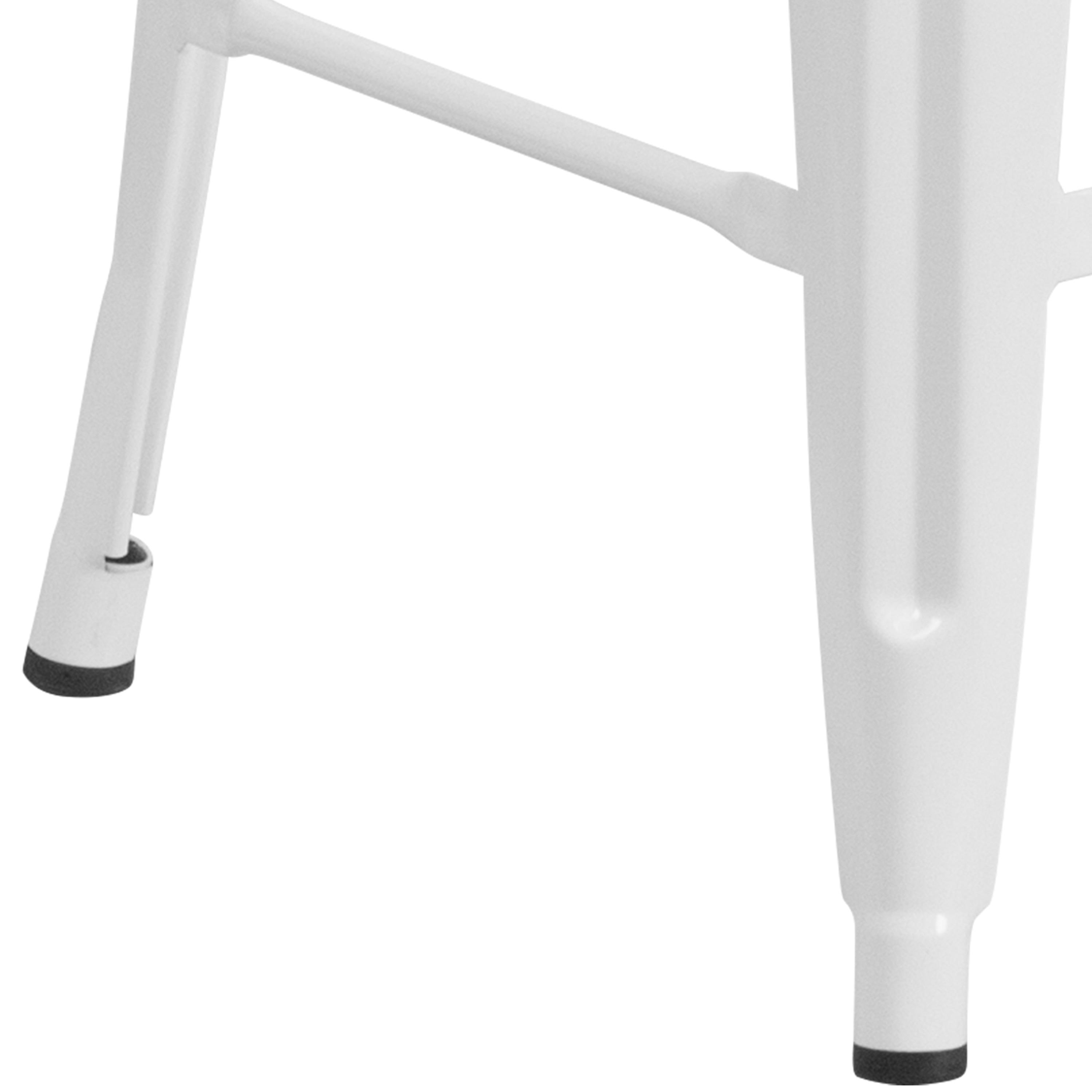 Flash Furniture Commercial Grade 24" High Backless White Metal Indoor-Outdoor Counter Height Stool with Square Seat