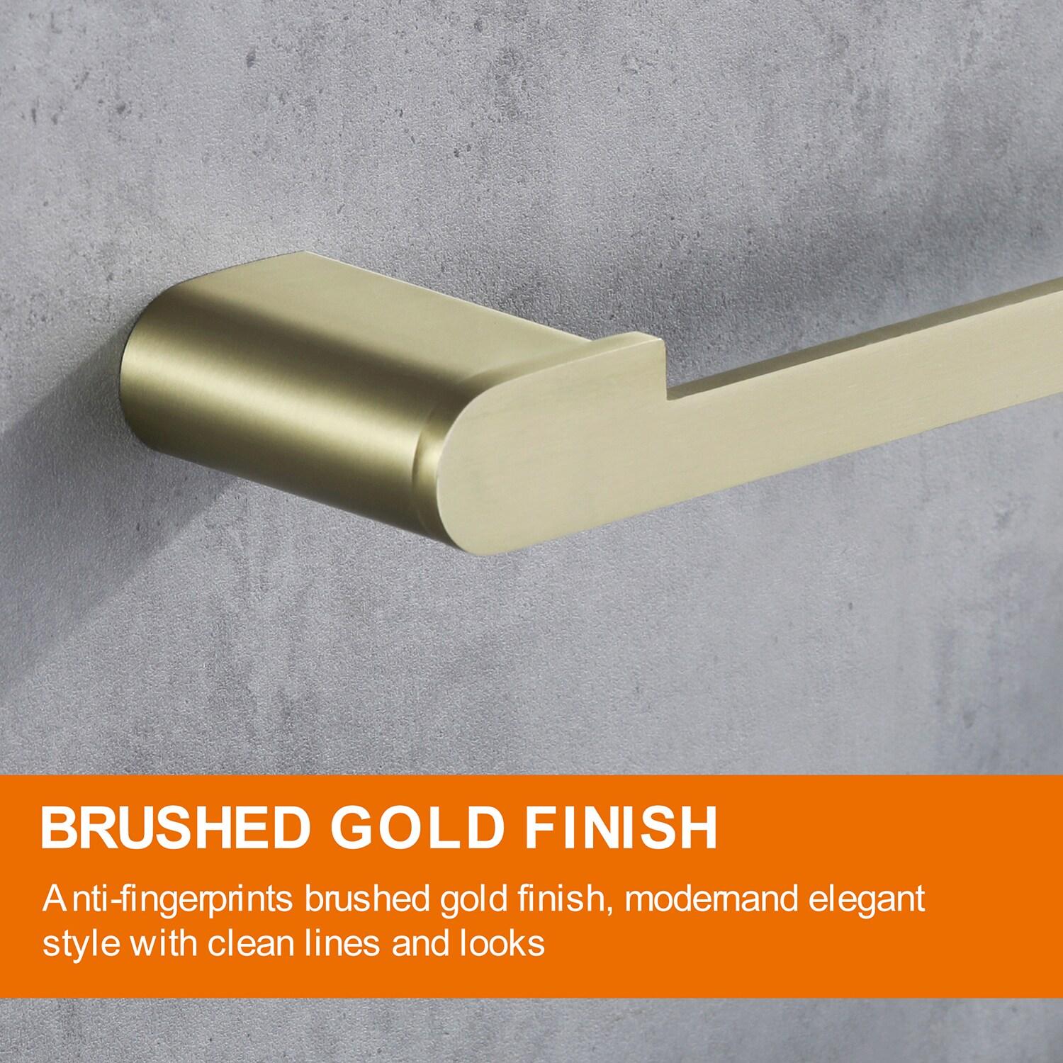 Cobbe Bathroom Hardware 4-Piece Set, Brushed Gold Bathroom Accessories Set with Towel Rack, Hand Towel Bar, Towel Hook, Toilet Paper Holder