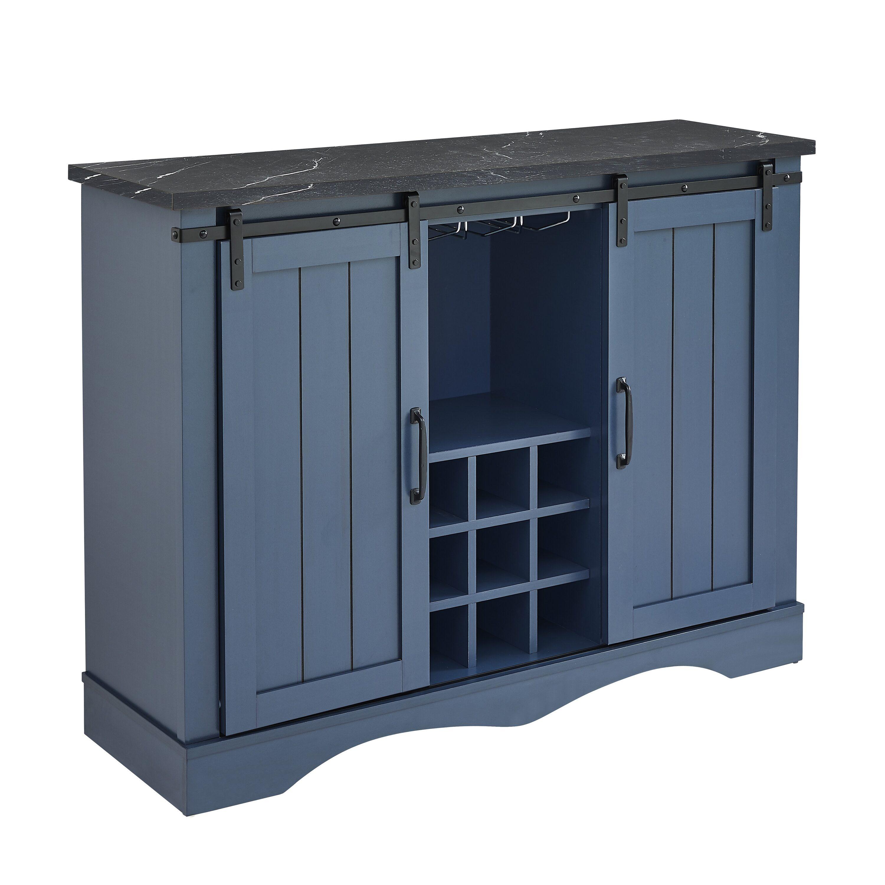 47" Wine Bar Cabinet Navy - Home Essentials
