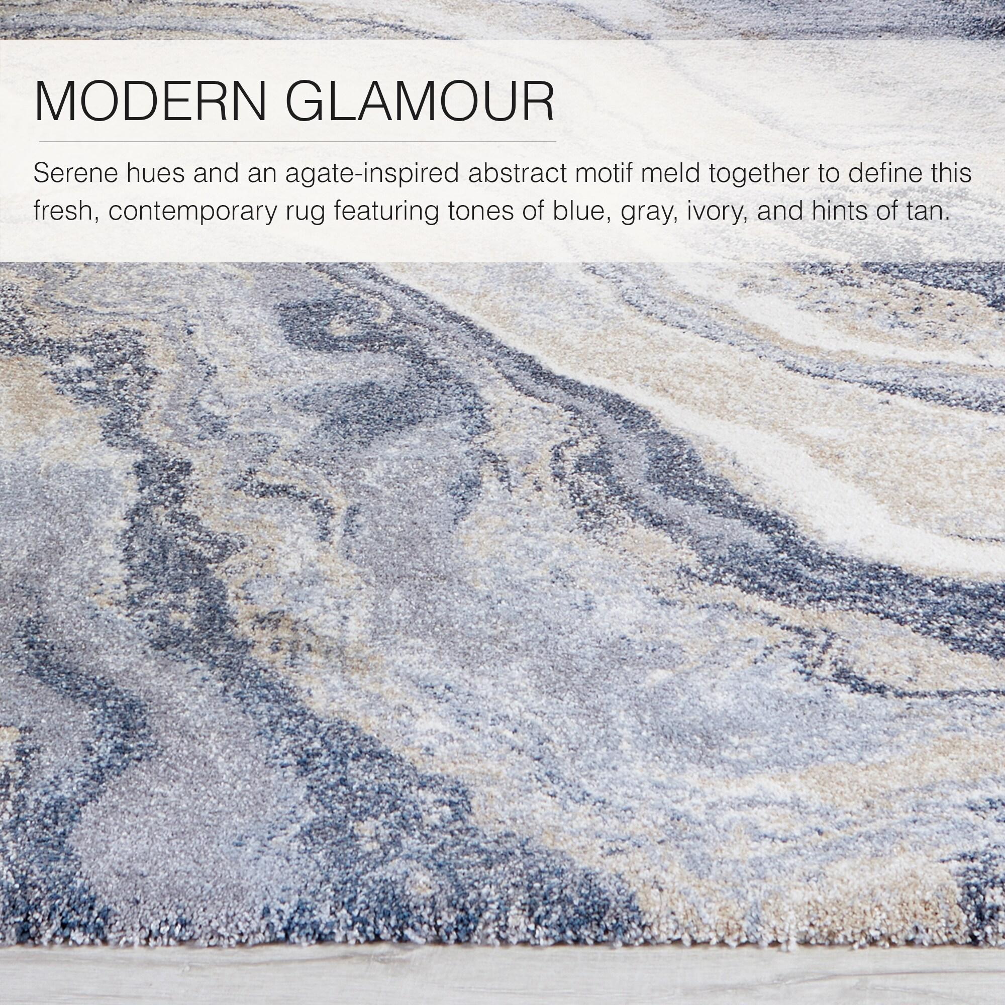 3'x10' Vibe by Orion Abstract Area Rug Blue/Light Gray - Jaipur Living: High Pile Runner, Vintage Style, Indoor Use
