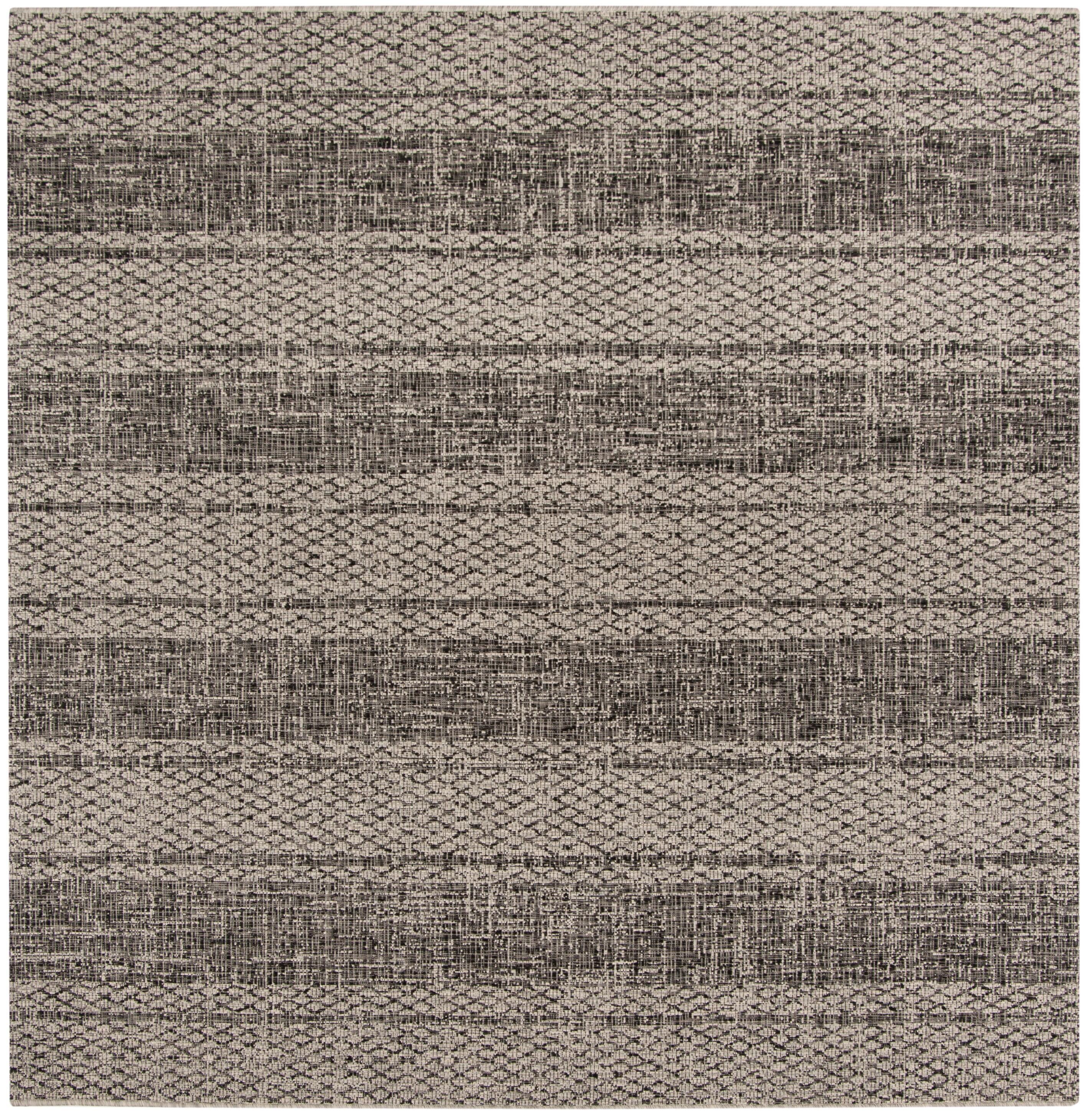 Courtyard CY8736 Power Loomed Indoor and Outdoor Area Rug - Light Grey/Black - 6'7"x6'7" - Safavieh