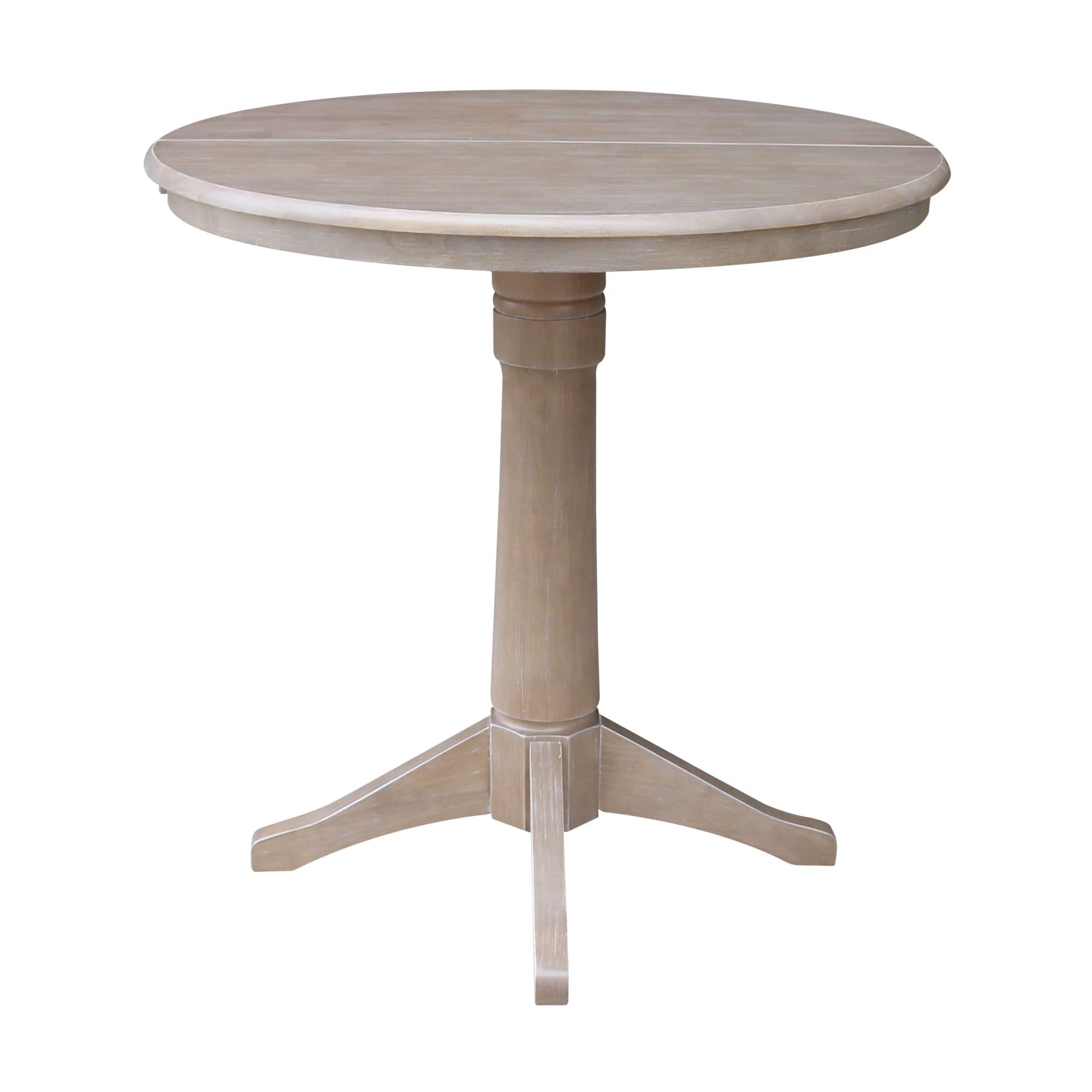 International Concepts 36" Magnolia Round Top Counter Height Dining Table with 12" Leaf Washed Gray Taupe