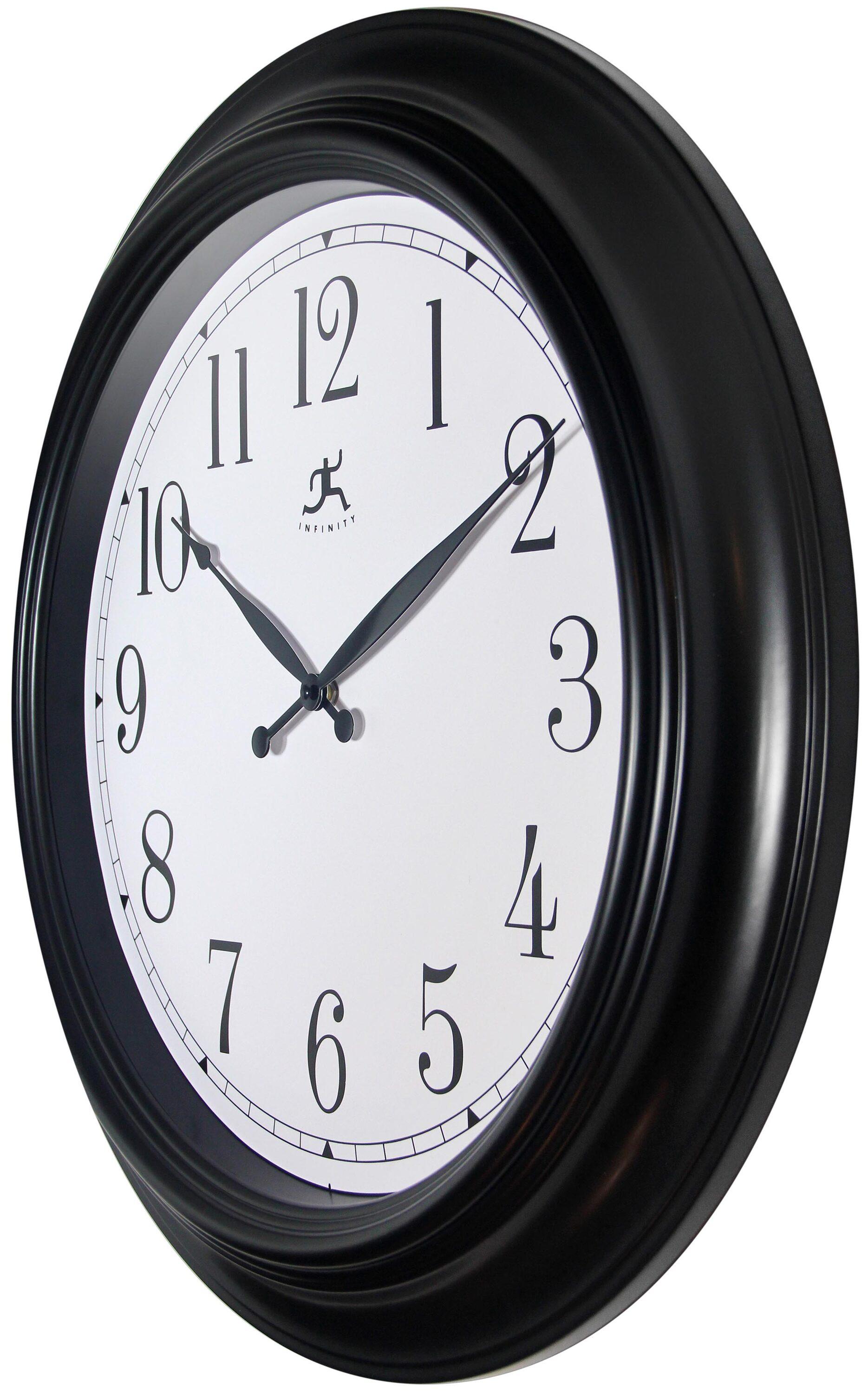 24" Classic Wall Clock Black - Infinity Instruments: Easy-to-Read, Modern Decor, Indoor Use