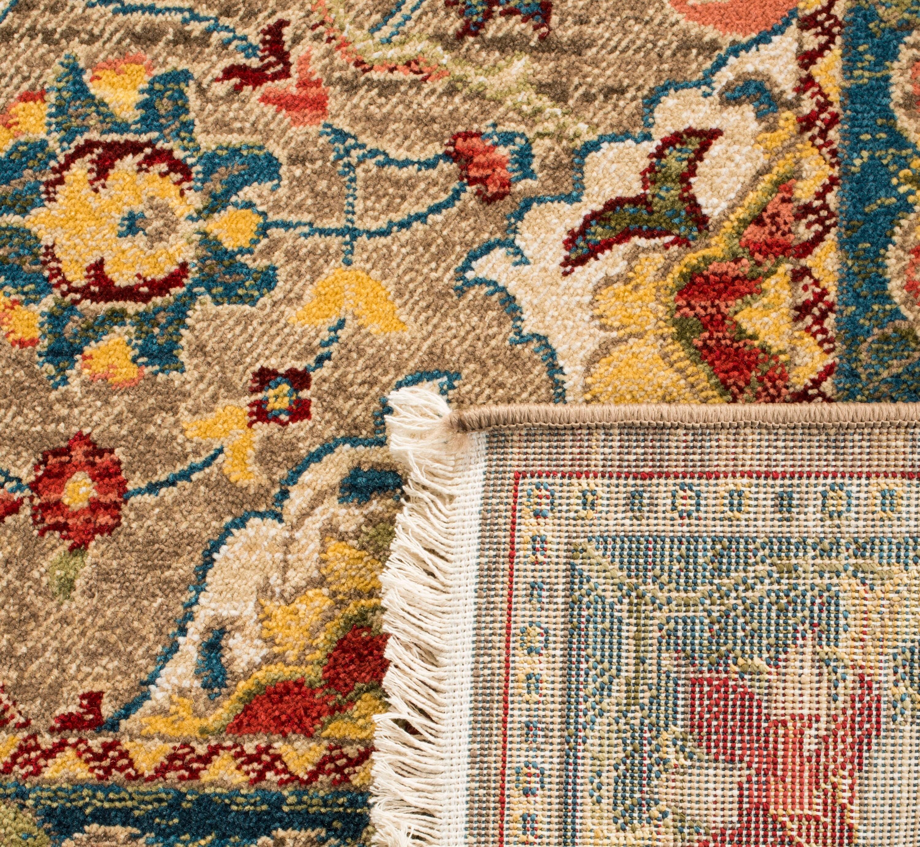 Kashan KSN307 Power Loomed Accent Rug - Taupe/Blue - 3'3"x4'10" - Safavieh