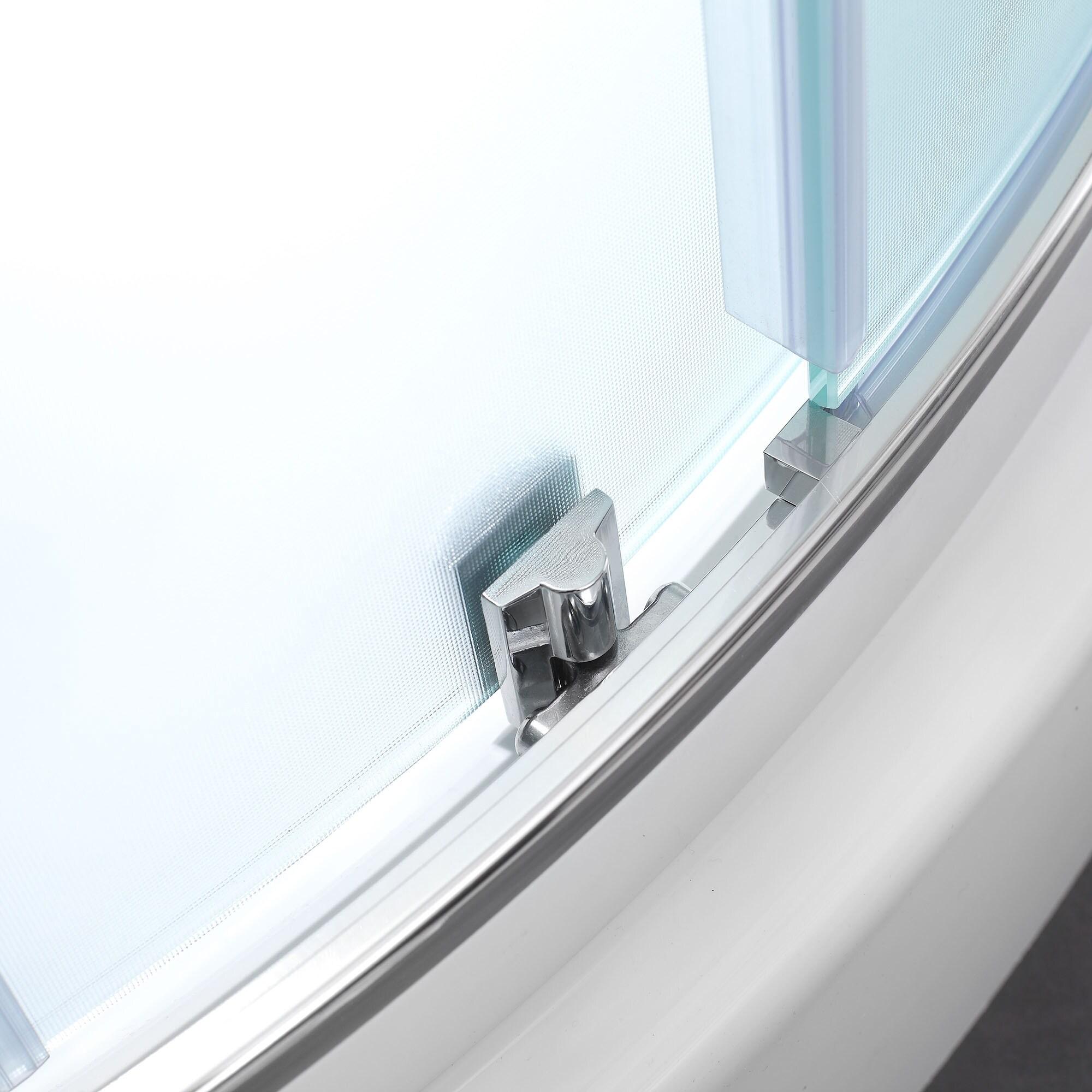 Ove Decors BREEZE 36" FROSTED GLASS KIT OVE Decors Breeze 40 in. Framed Round Shower Kit w/ Frosted Glass, Base in Chrome Finish