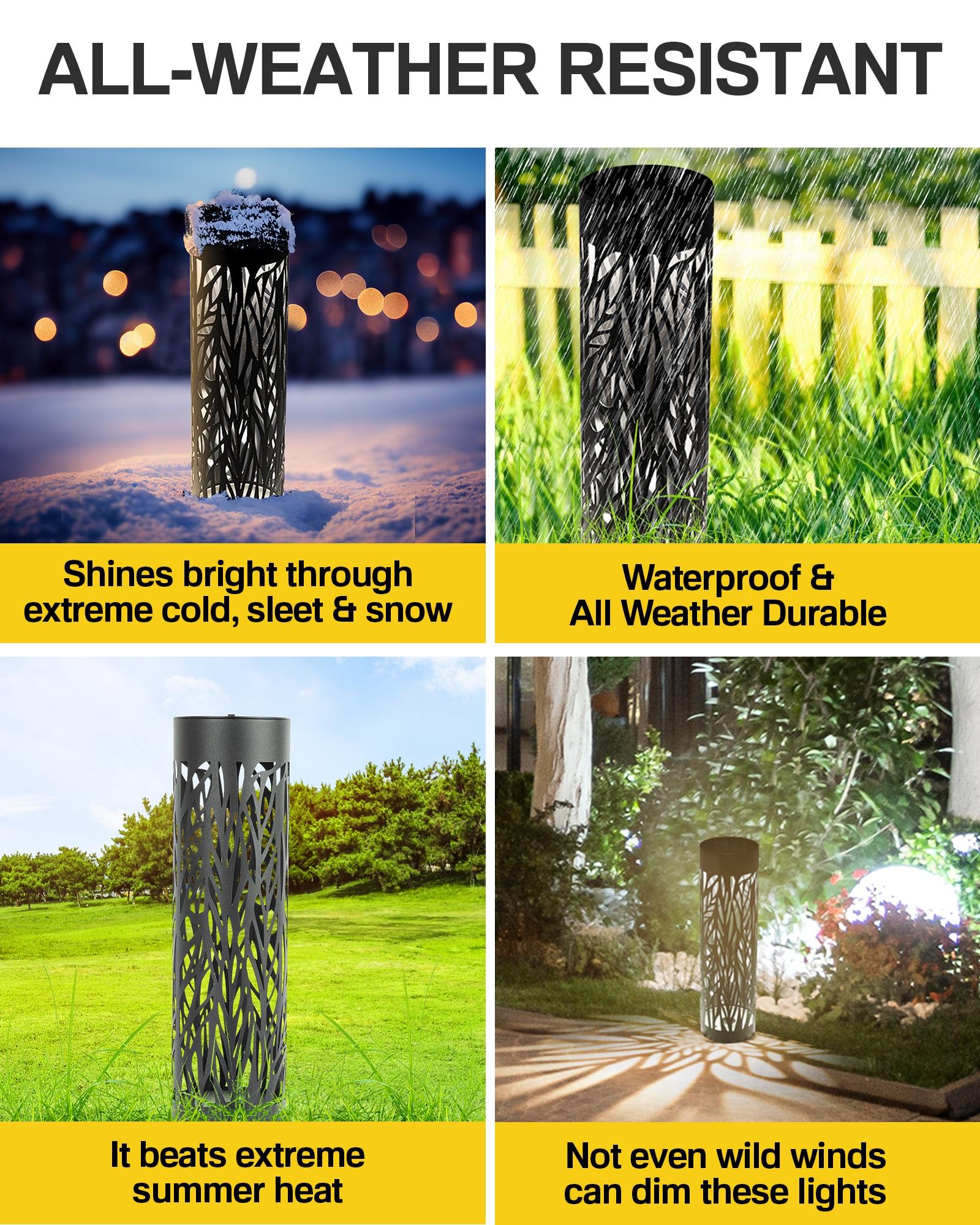 Bell + Howell Black Bollard Pathway Lights Solar Powered - Pack of 4