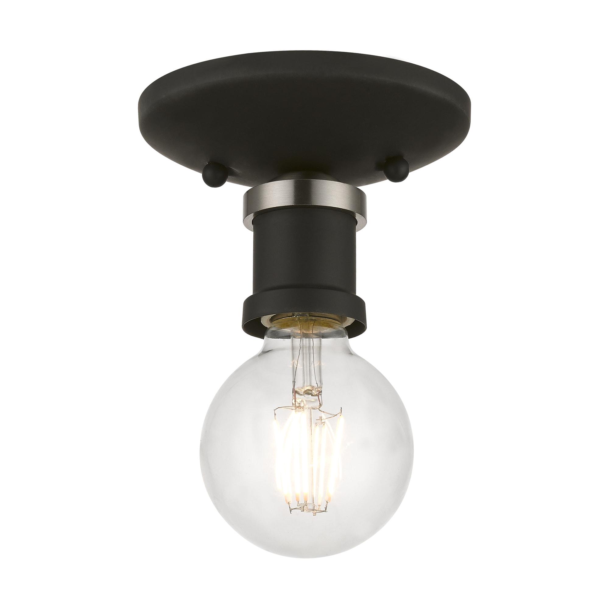 Livex Lighting Lansdale 1 - Light Flush Mount in  Black/Brushed Nickel