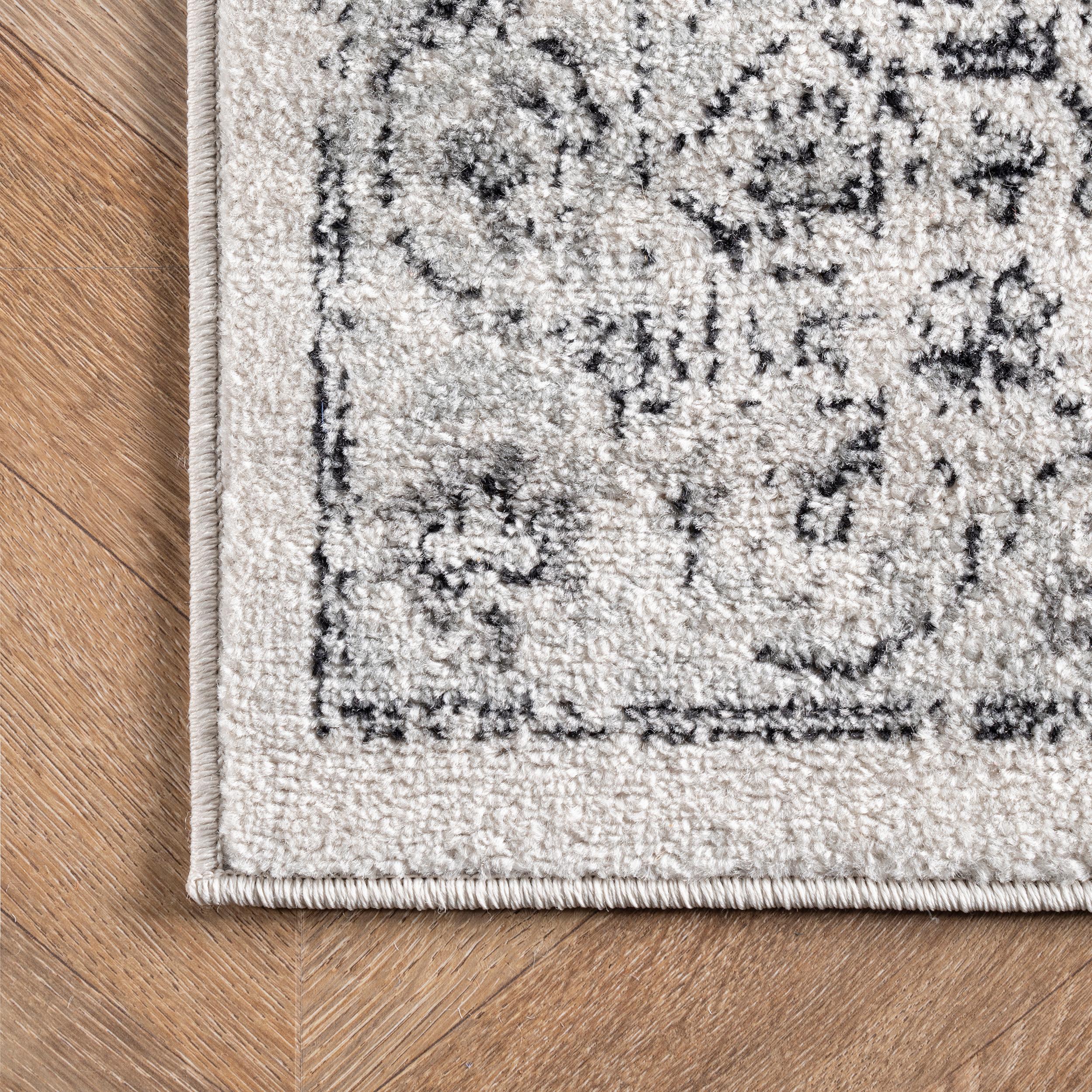 Nuloom Minta Medallion 6 Square Indoor Area Rug for Living Room Bedroom Dining Room Kitchen, Grey/Ivory