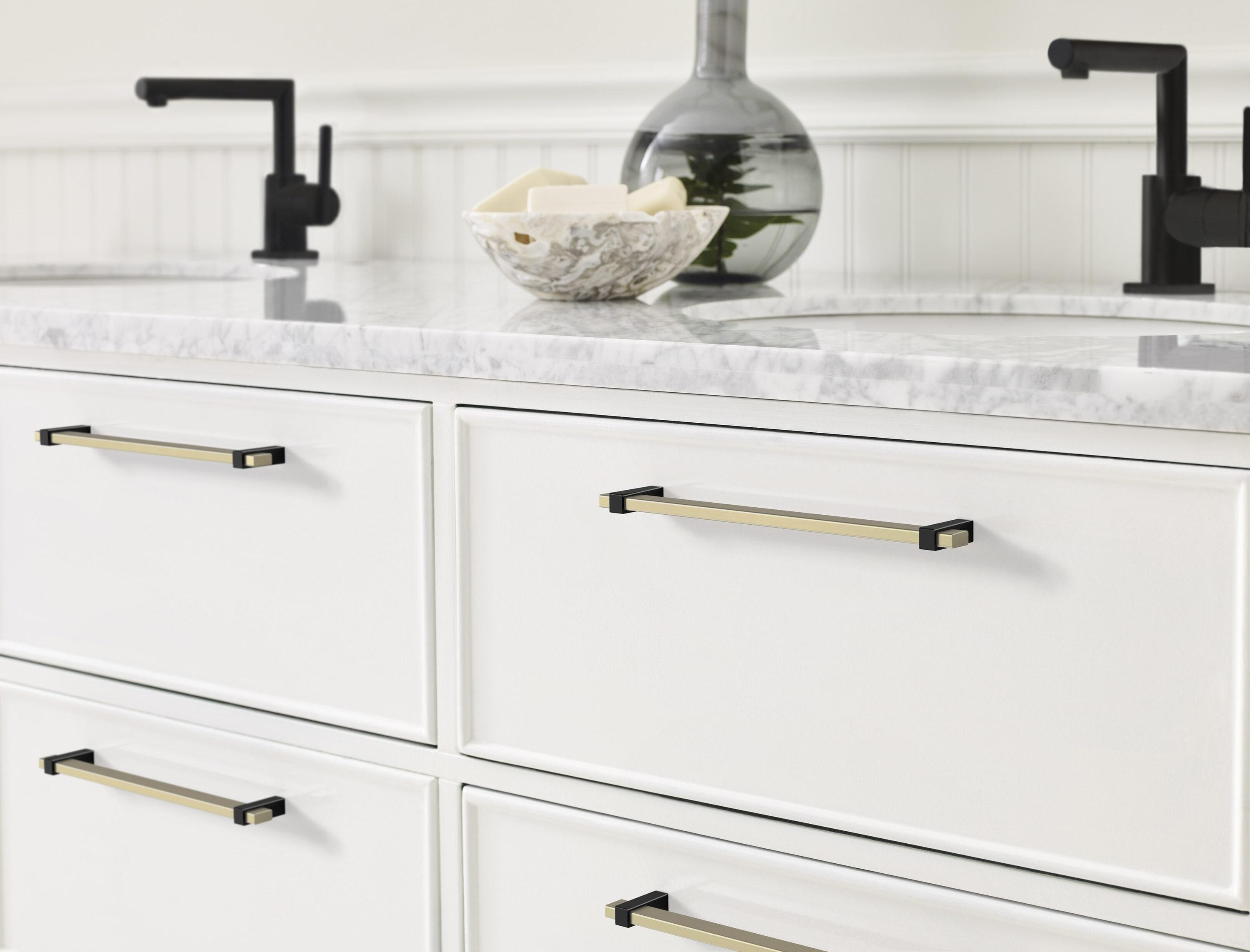 Amerock Mulino 8-13/16 inch (224mm) Center-to-Center Golden Champagne/Matte Black Cabinet Pull