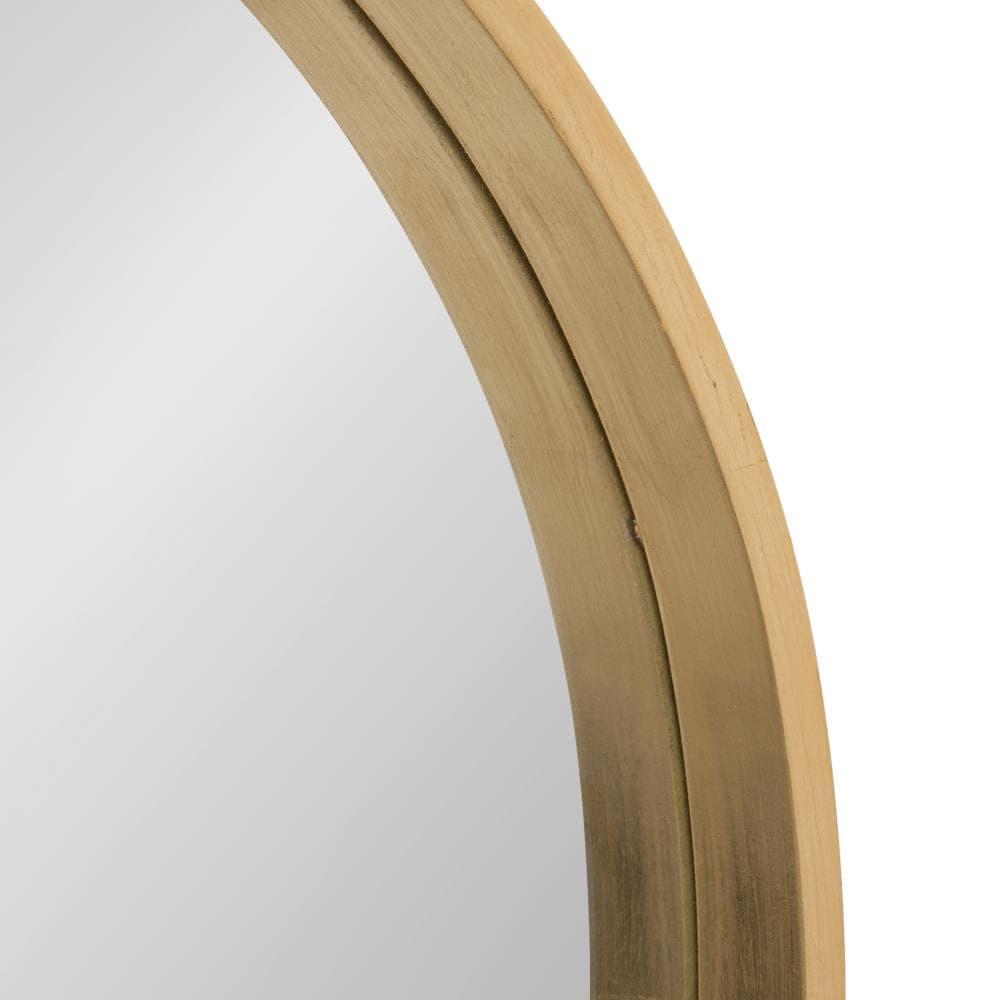 22" x 22" Travis Round Wood Accent Wall Mirror Gold - Kate and Laurel All Things Decor: Vanity, Decorative