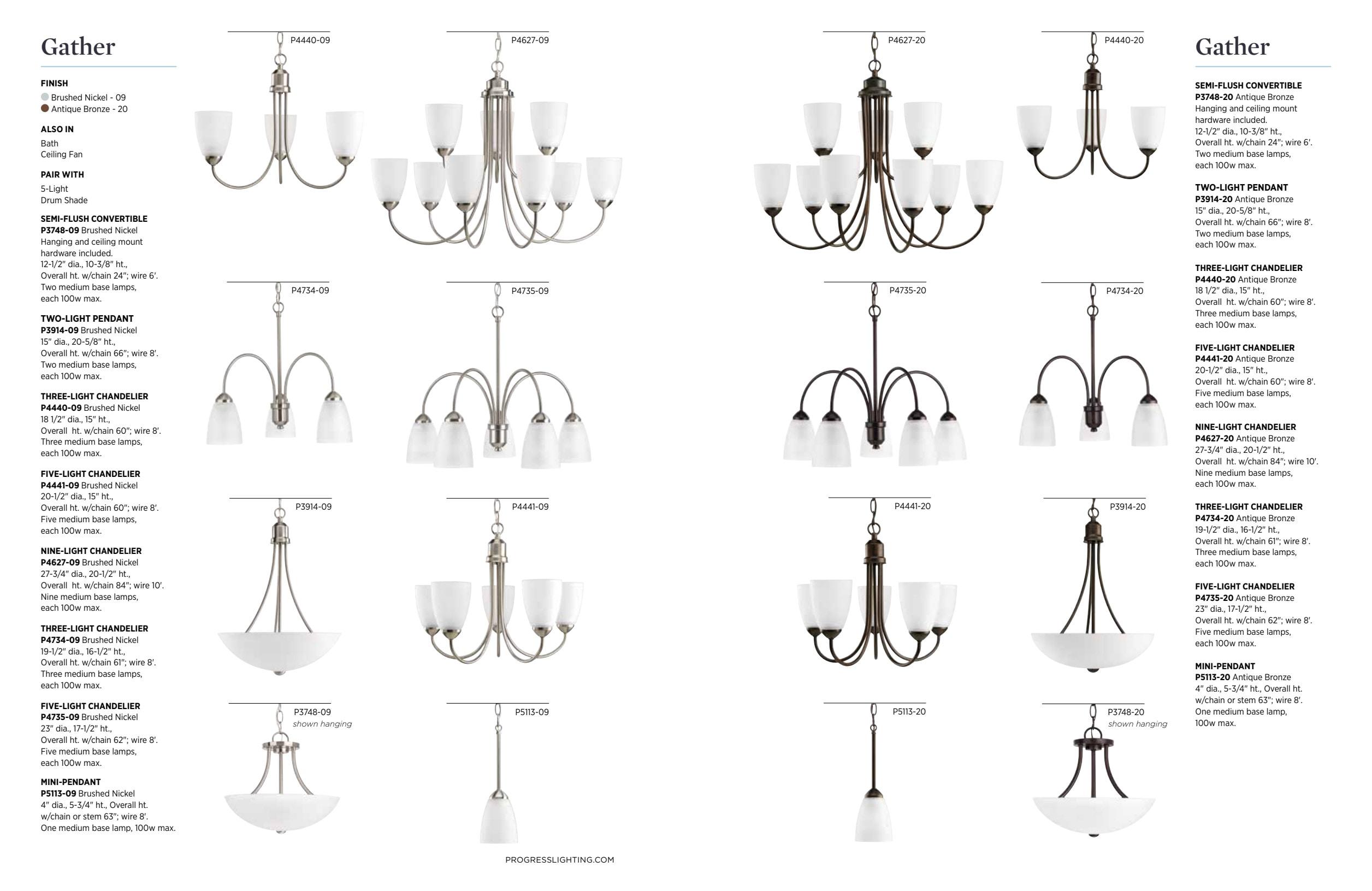 Progress Lighting Gather 6-Light Bath Bracket, Brushed Nickel, Etched Glass Shades