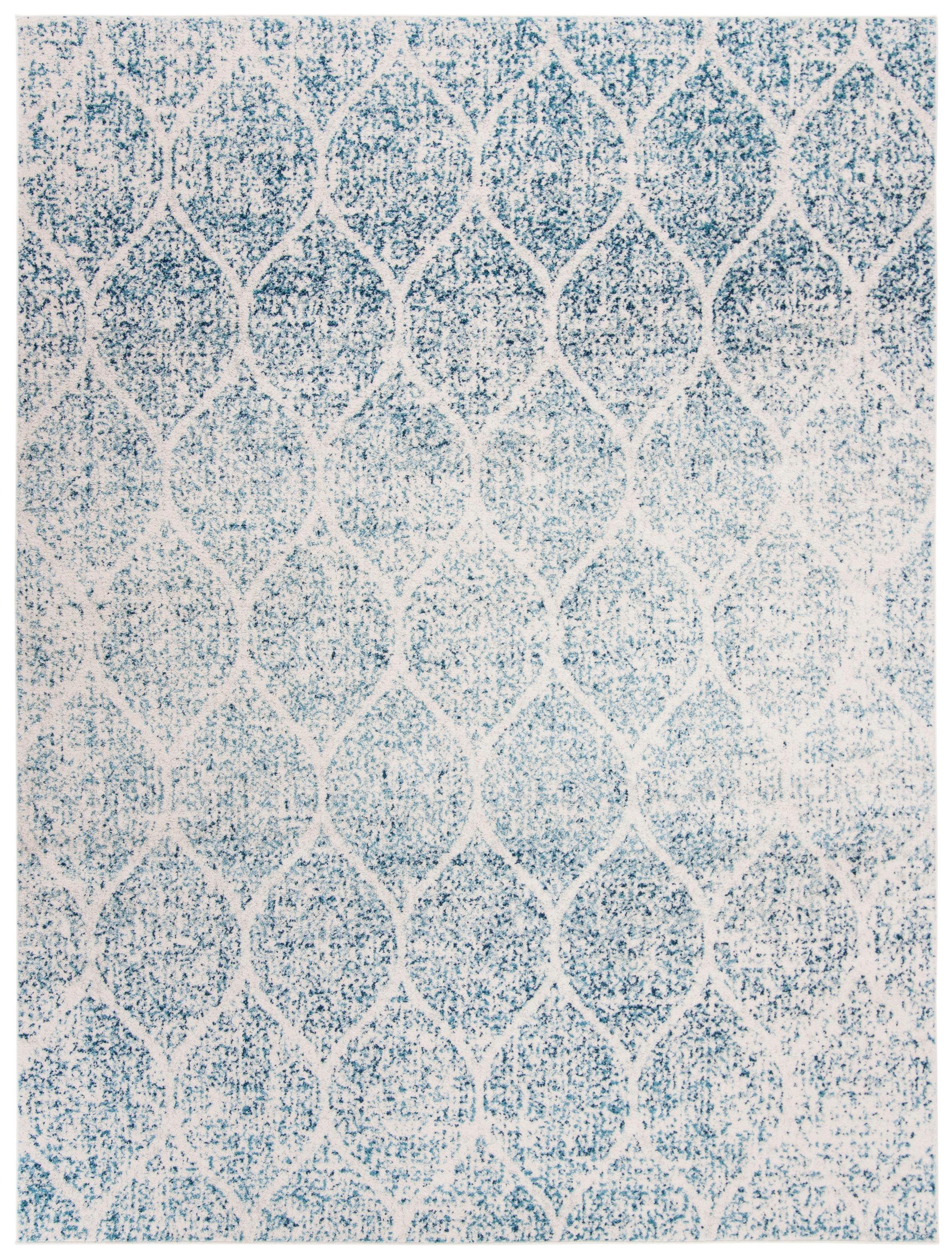 SAFAVIEH Madison Leighton Geometric Area Rug, Cream/Turquoise, 9' x 12'