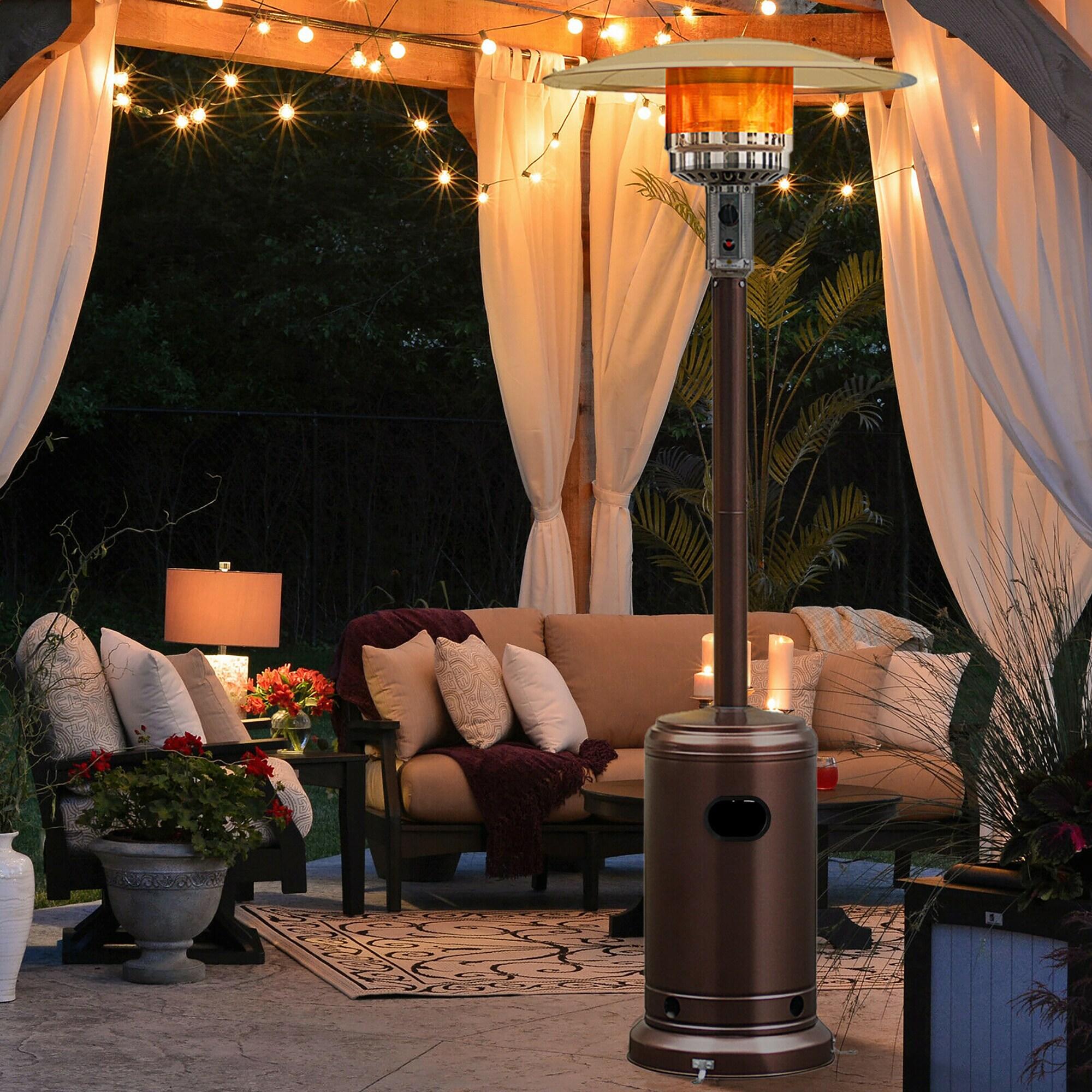 Costway 50000 BTU Propane Patio Heater Standing LP Gas Steel W/ Wheels Bronze