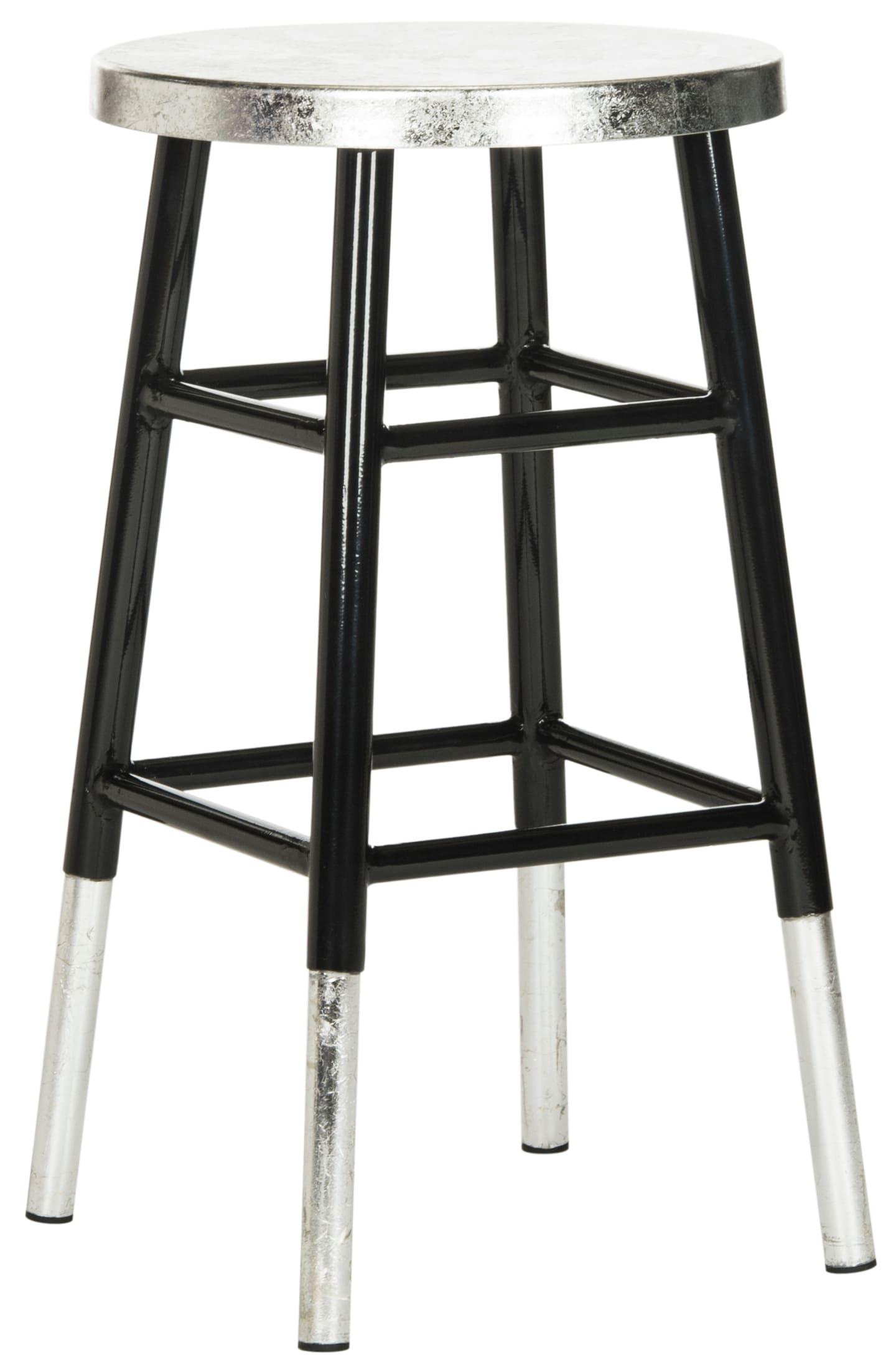 Kenzie Silver Dipped Counter Stool - FOX3211 - Black/Silver - Safavieh Couture