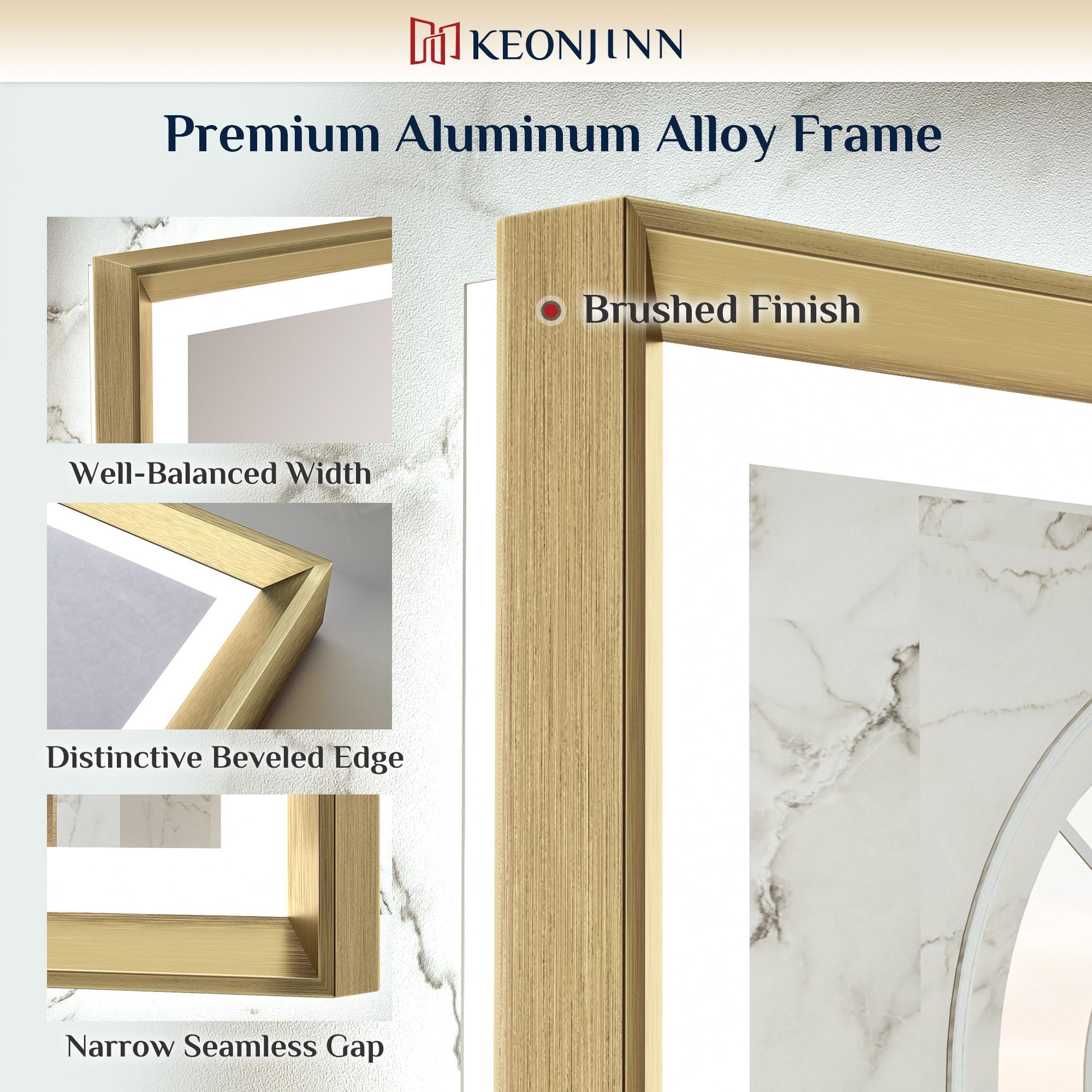 Keonjinn LED Bathroom Vanity Mirror, Front Light & Backlit, 3 Color Temperatures, Anti Fog, Double Lights Strips, 24"x32"