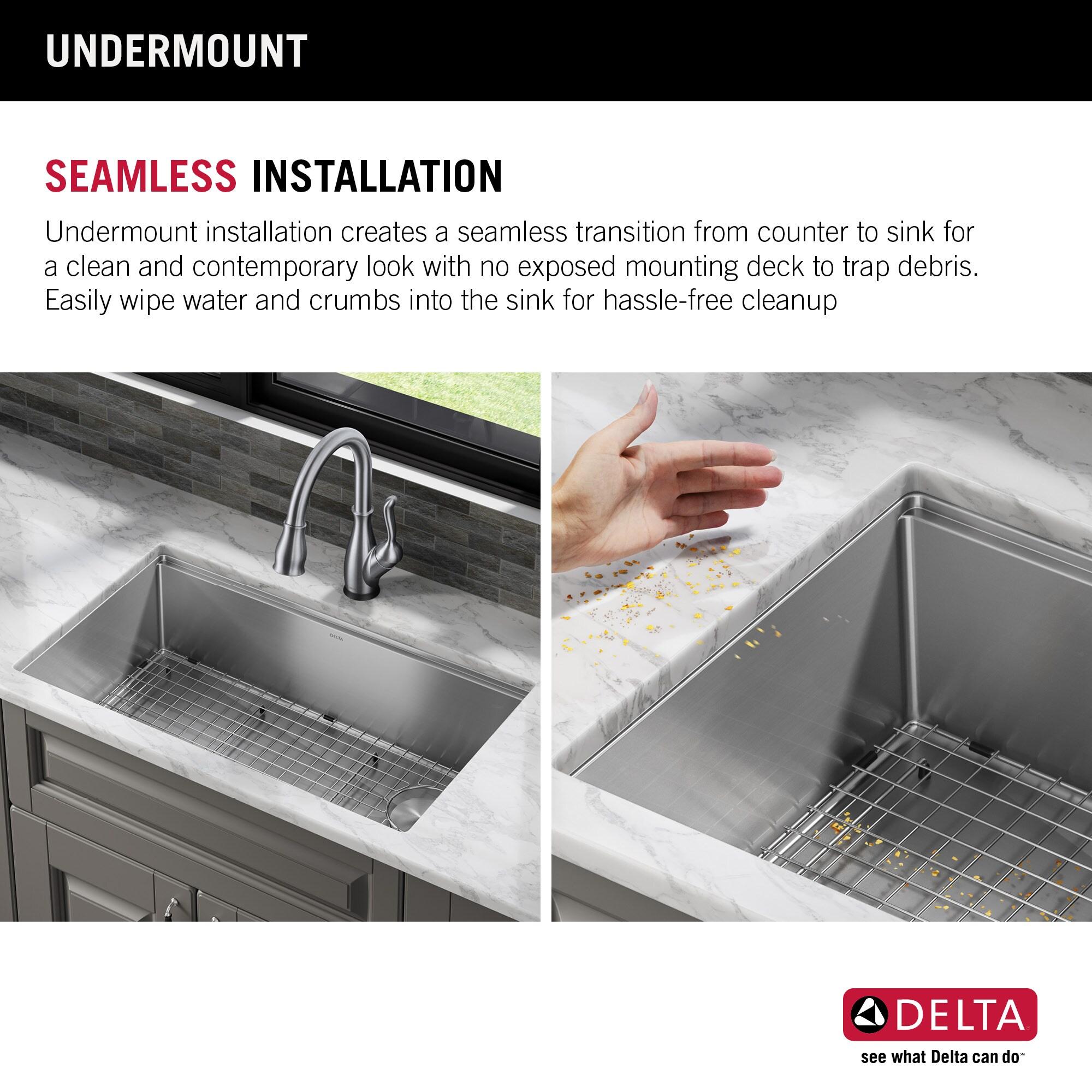 Delta Lorelai™ 30" LWorkstation Kitchen Sink Undermount 16 Gauge Stainless Steel Single Bowl with WorkFlow™ Ledge