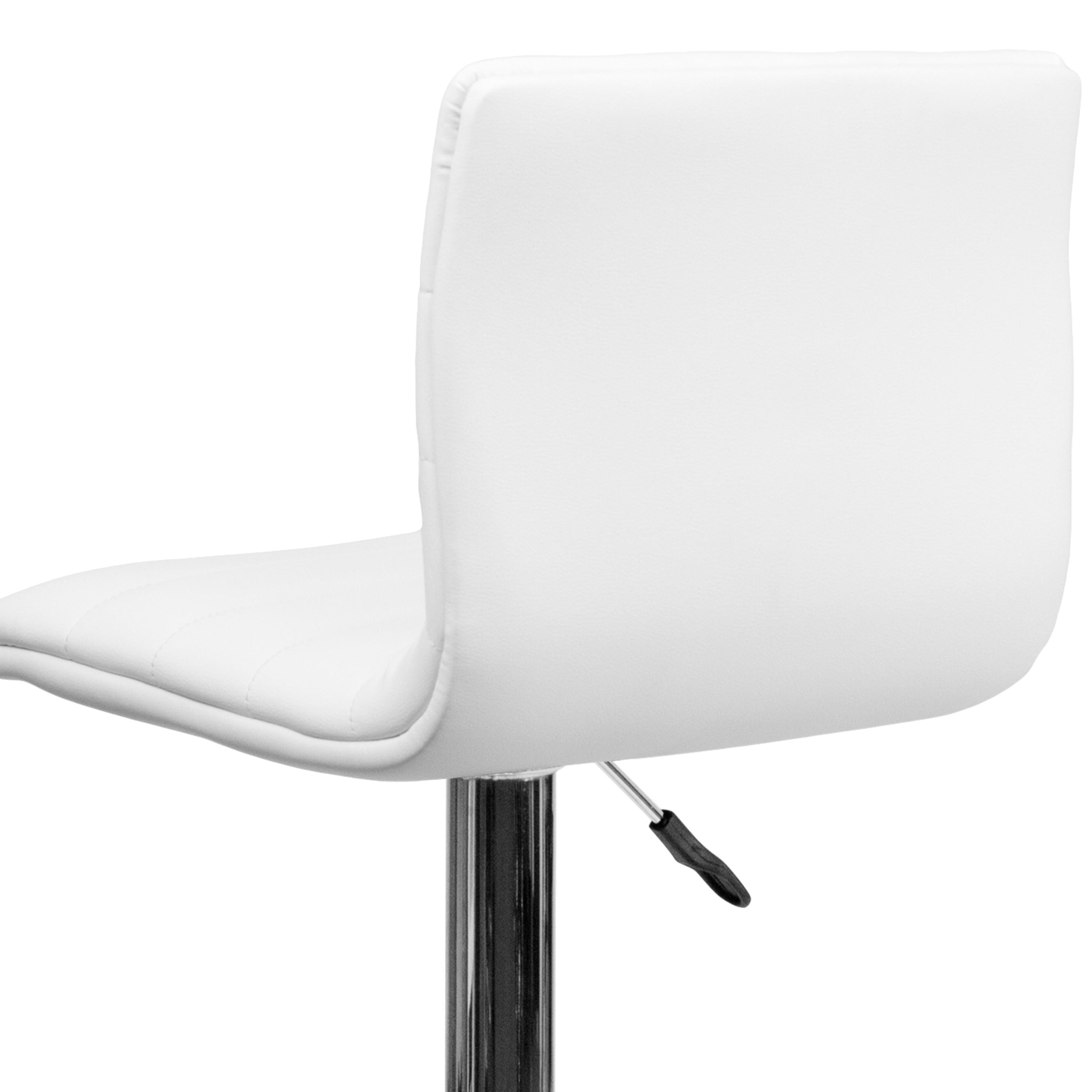 Flash Furniture Modern White Vinyl Adjustable Bar Stool with Back, Counter Height Swivel Stool with Chrome Pedestal Base