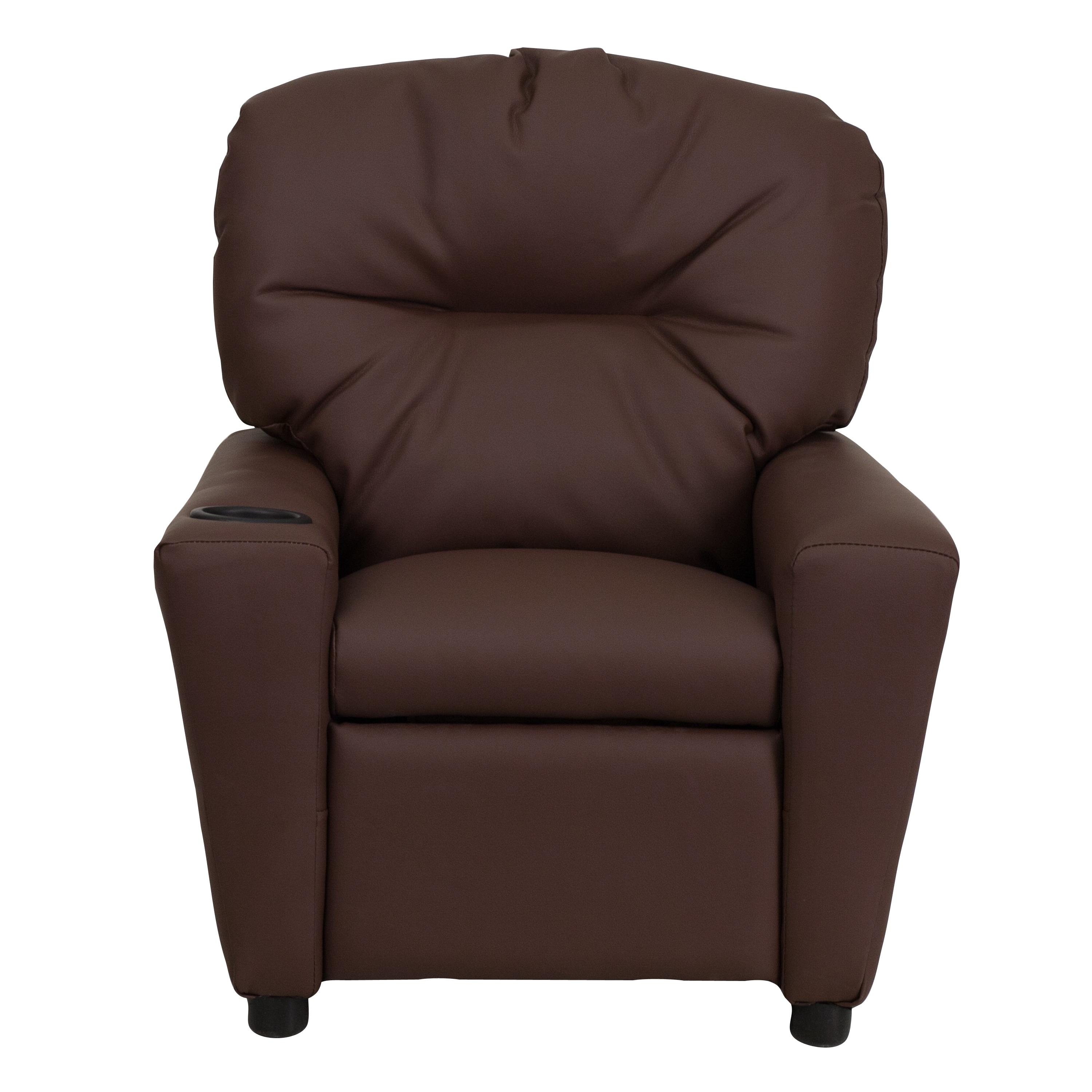 Flash Furniture Chandler Contemporary Brown LeatherSoft Kids Recliner with Cup Holder
