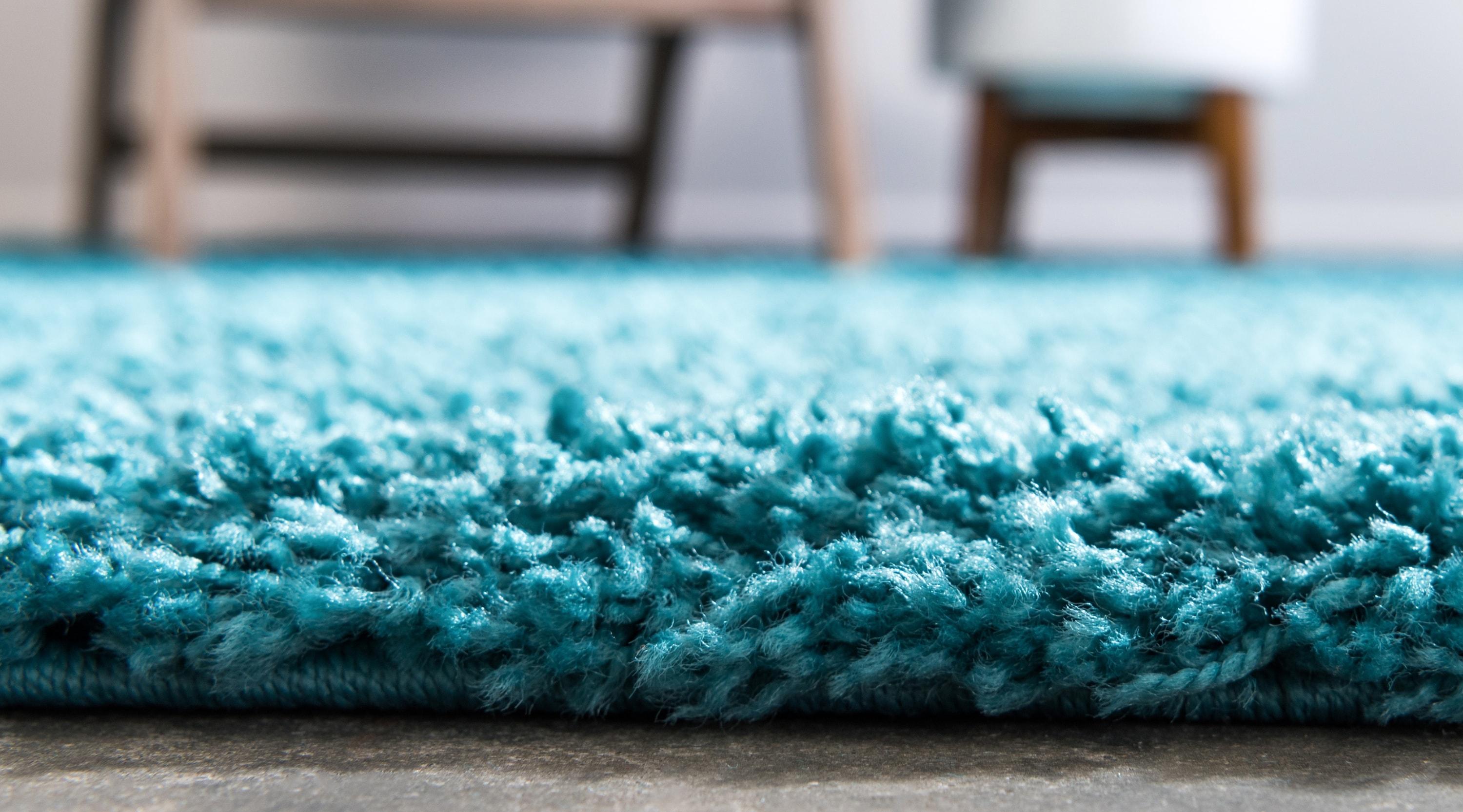 Unique Loom 8' 0 x 10' 0 Solid Shag Deep Aqua Blue Area Rug