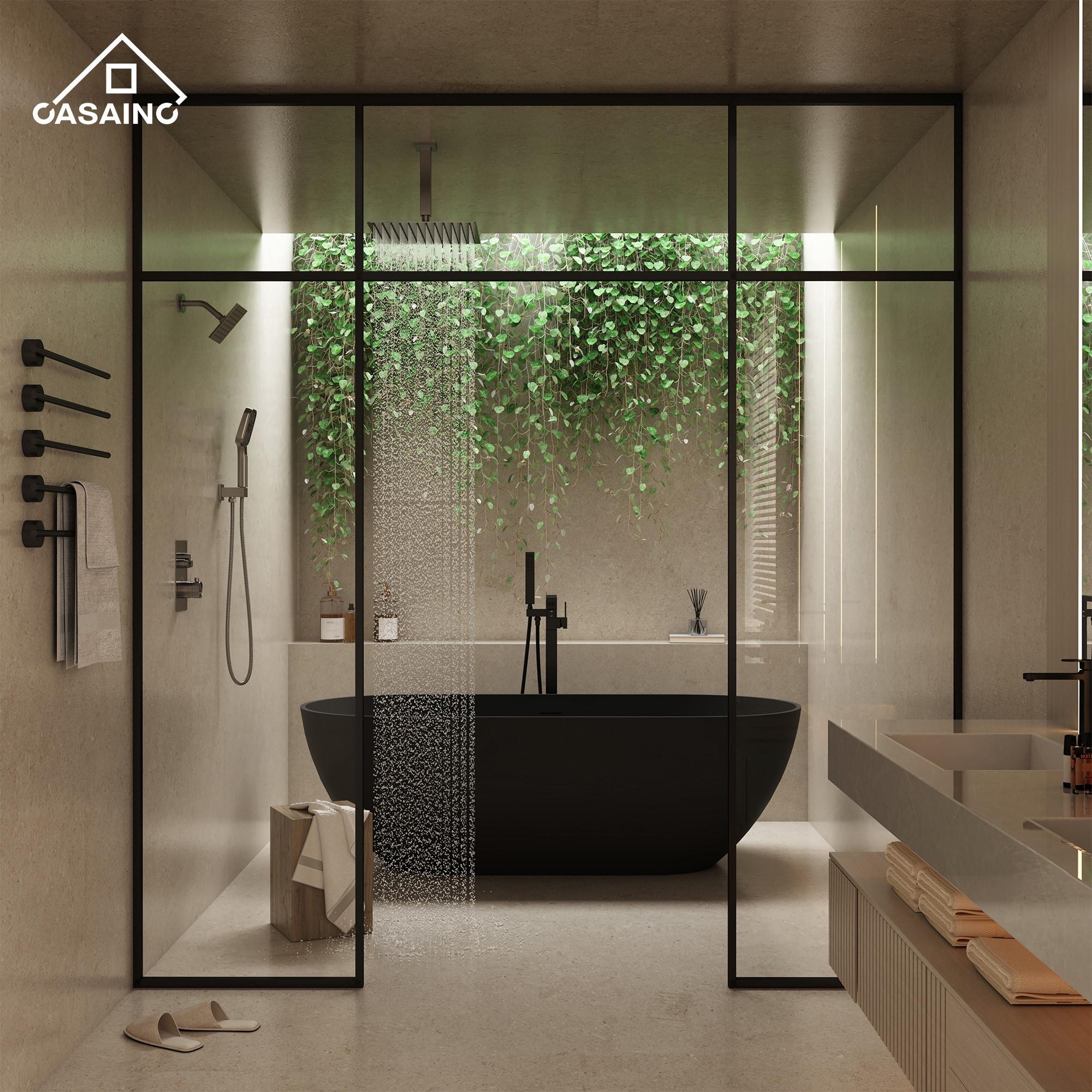 Rainfall Symphony 12inch 3-Function Dual Shower Head Thermostatic Shower System with 3 Sprays Handheld