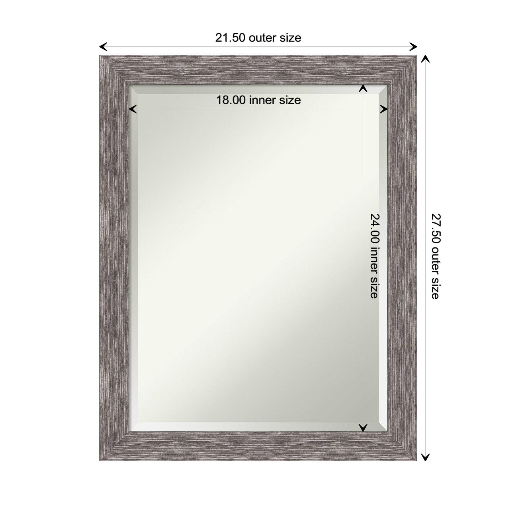 Amanti Art Beveled Bathroom Wall Mirror - Pinstripe Frame Pinstripe Plank Grey Narrow Outer Size: 21 x 27 in