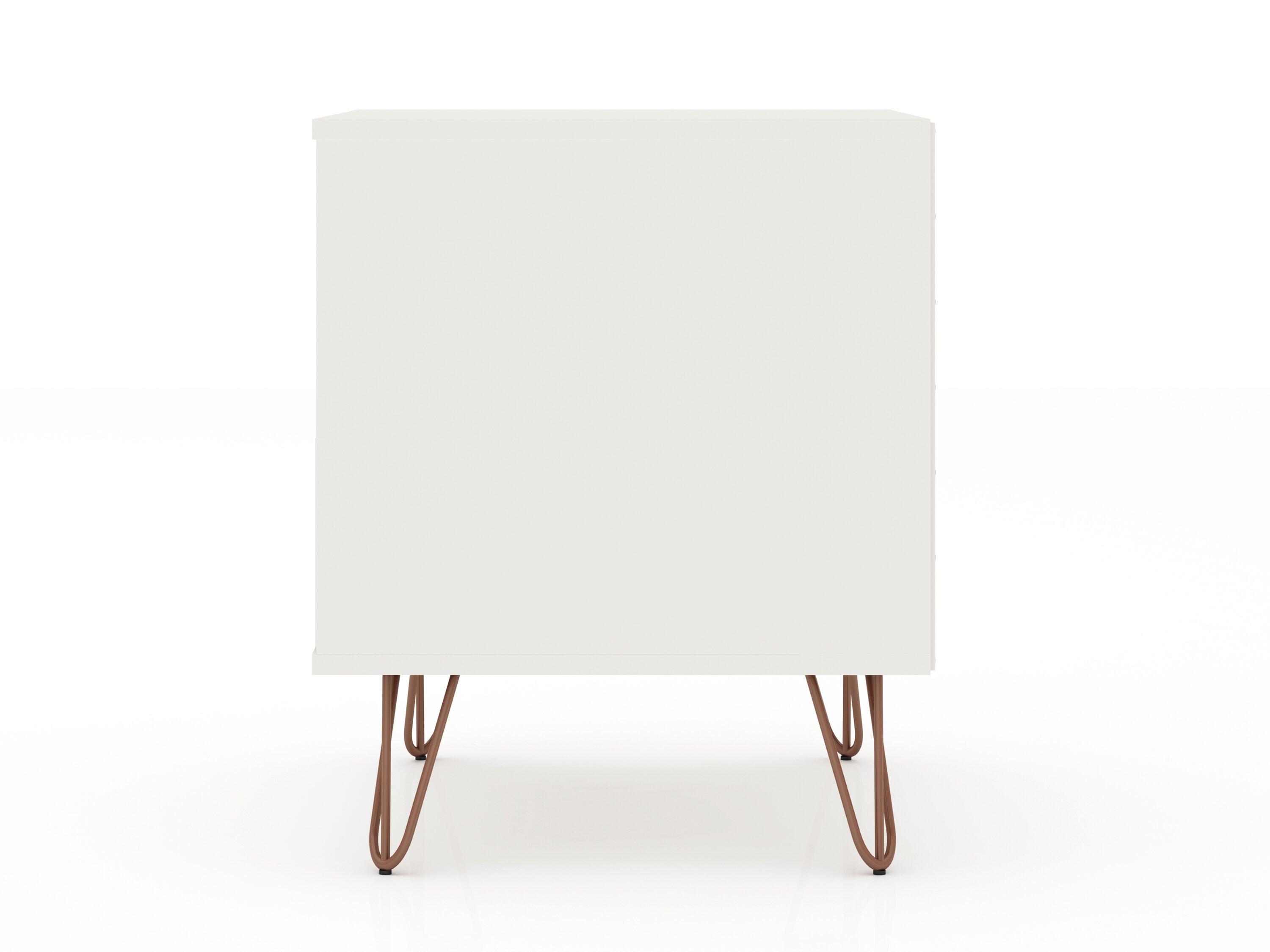 Manhattan Comfort 1.0 Rockefeller Nightstand White: Modern Bedside Table with Storage & Shelving