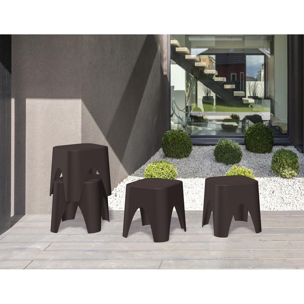 2pc Mallorca Stackable Rattan Top Side Table - Brown - Lagoon