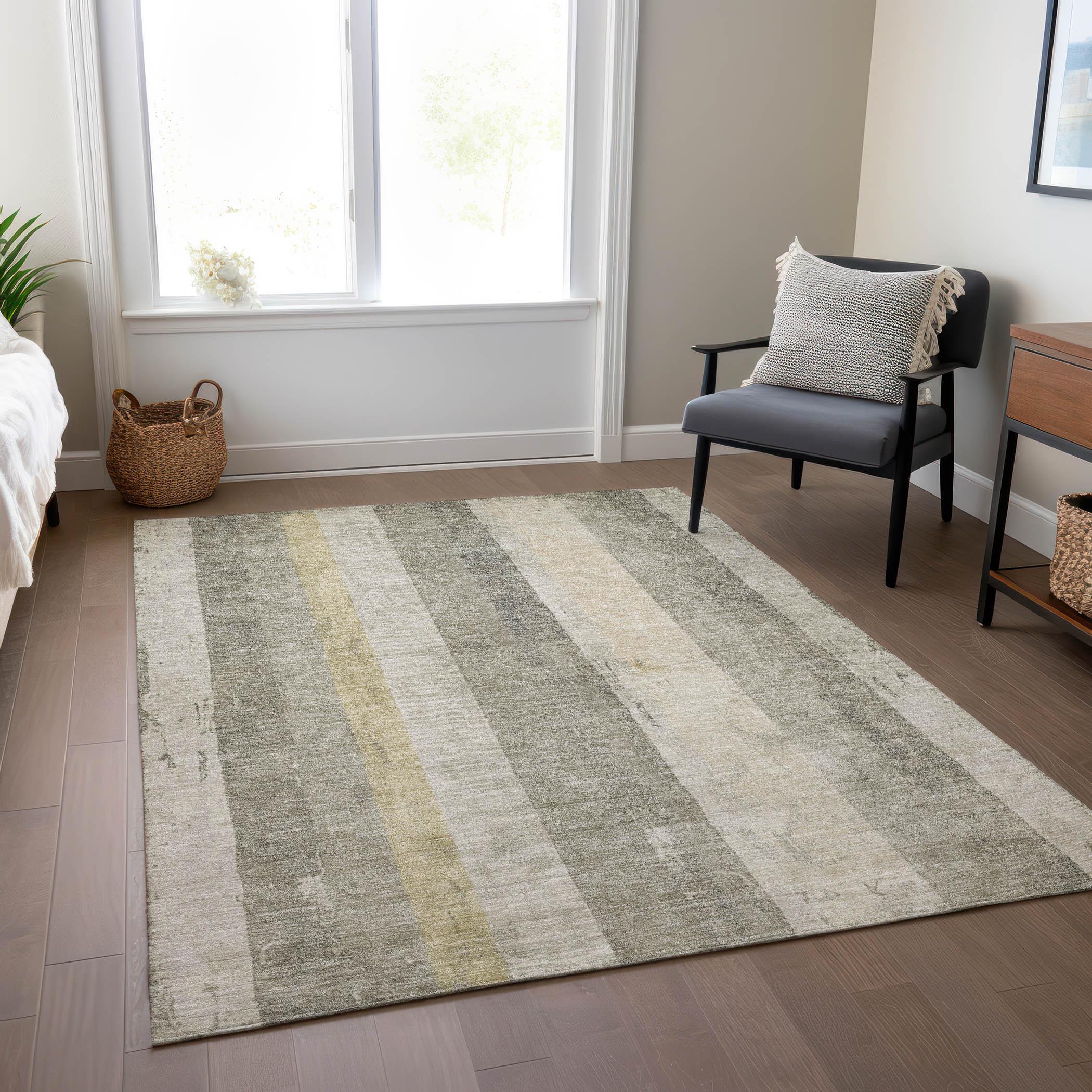 Machine Washable Indoor/Outdoor Cinead ACN1689 Taupe Rug