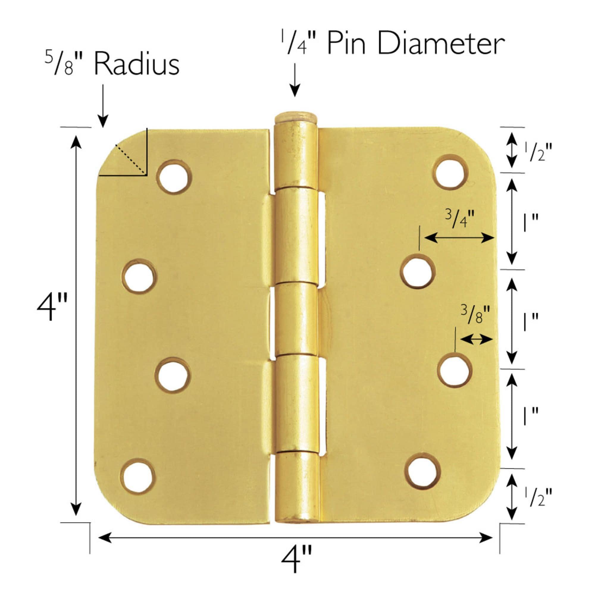 Door Hinge 4-Inch, 5/8-inch Radius, 3-Pack (Set of 3)