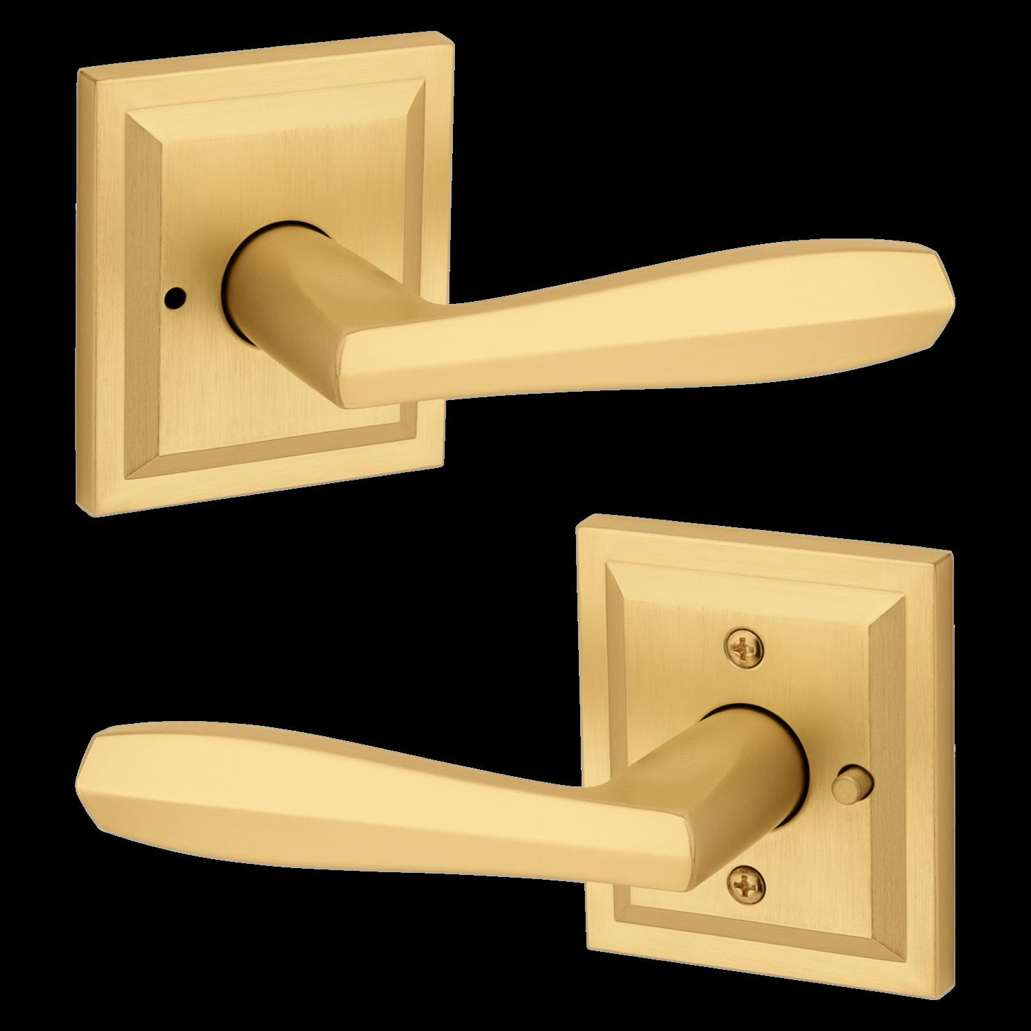 Torrey Satin Brass Low Profile Rose Bed/Bath Privacy Door Handle