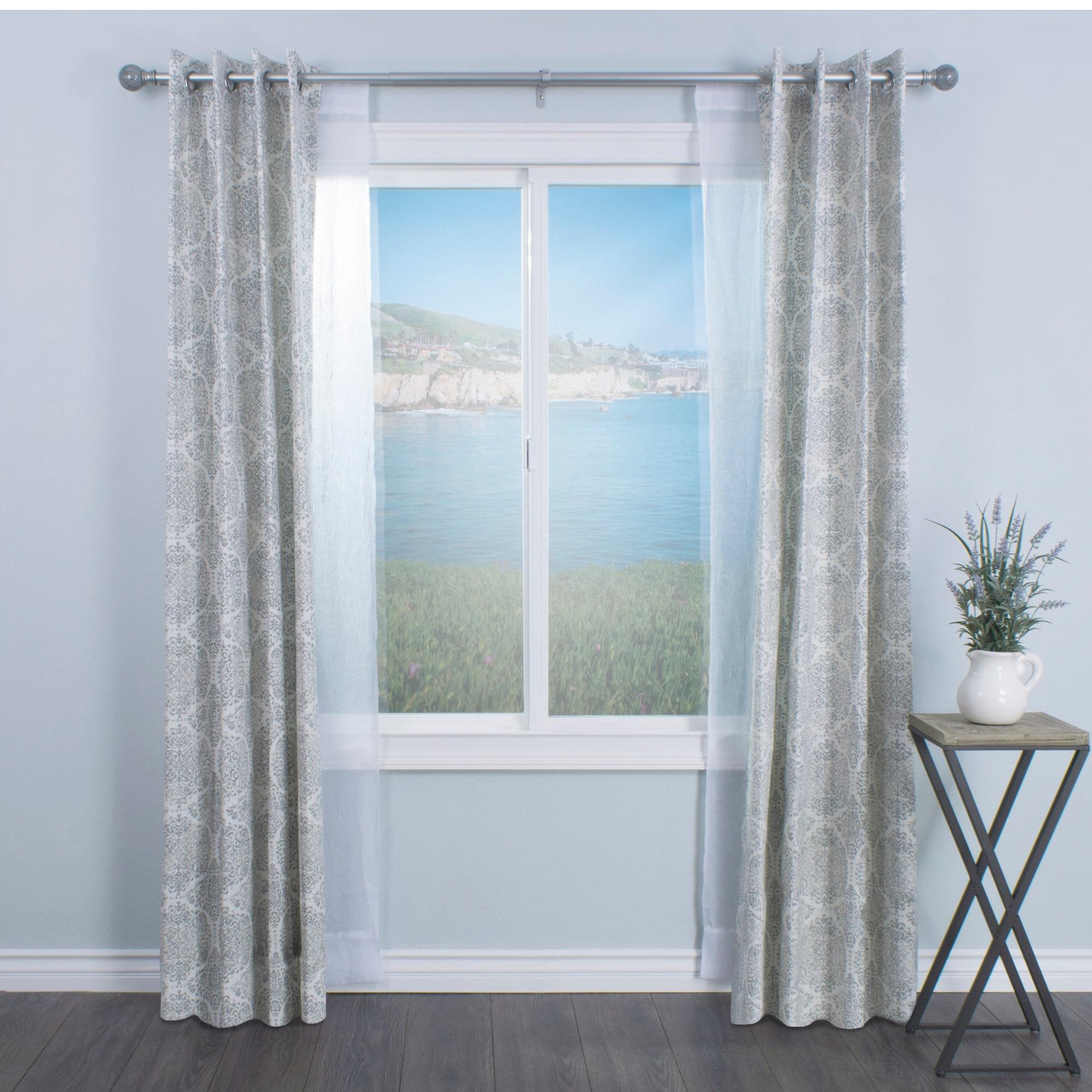Decopolitan MARBLE BALL DOUBLE CURTAIN ROD SET, 72 to 144-Inches, Antique Silver