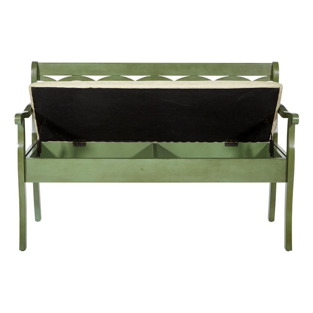 OSP Home Furnishings Coventry Storage Bench in Antique Sage Frame and Beige Seat Cushion K/D