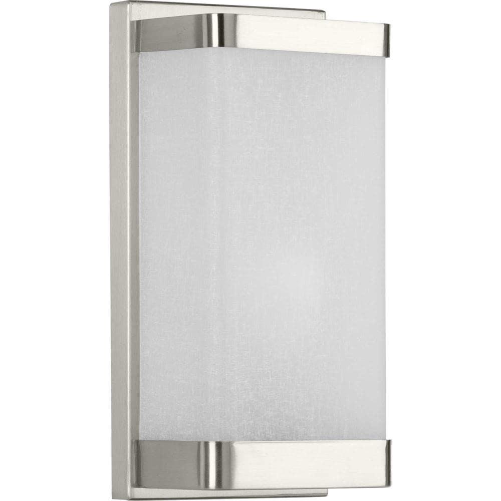 Progress Lighting Linen Glass Sconce, 1-Light Wall Light, Brushed Nickel, Etched Glass Shade